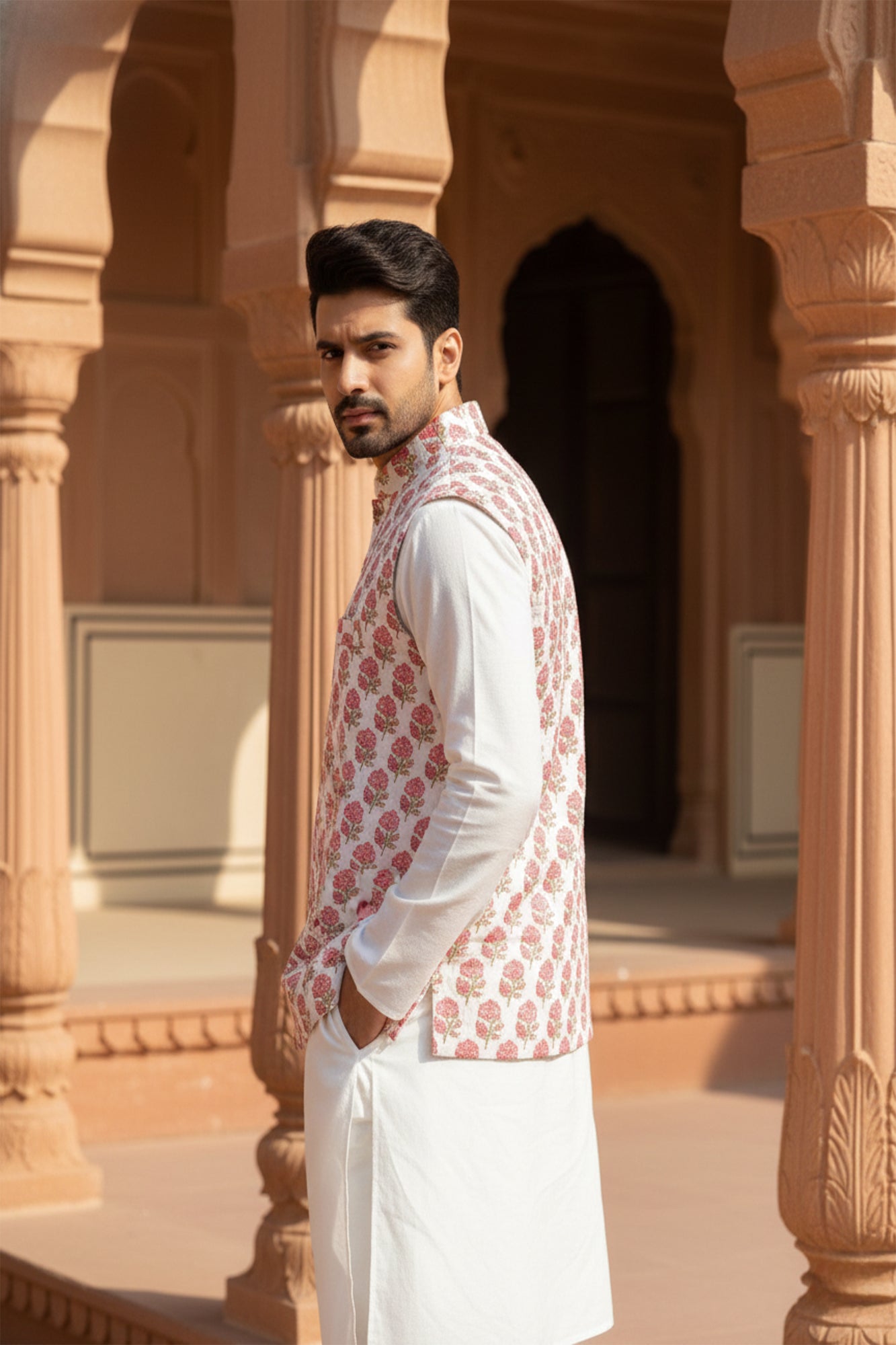 Rose Glow Mens Jacket & Kurta