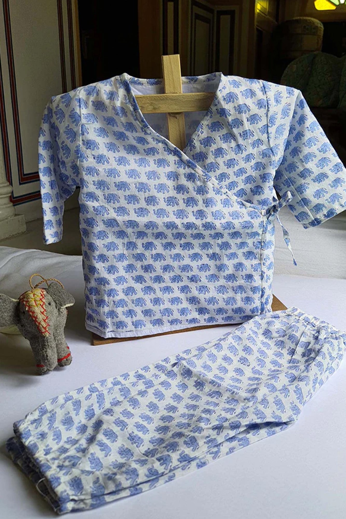 Blue Elephant Angarakha Top With Pajama