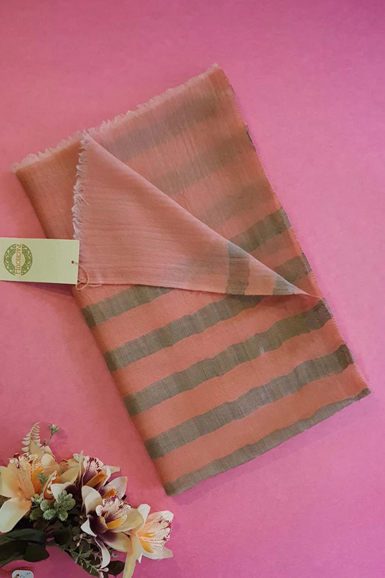 Women Pashmina Striped Peach