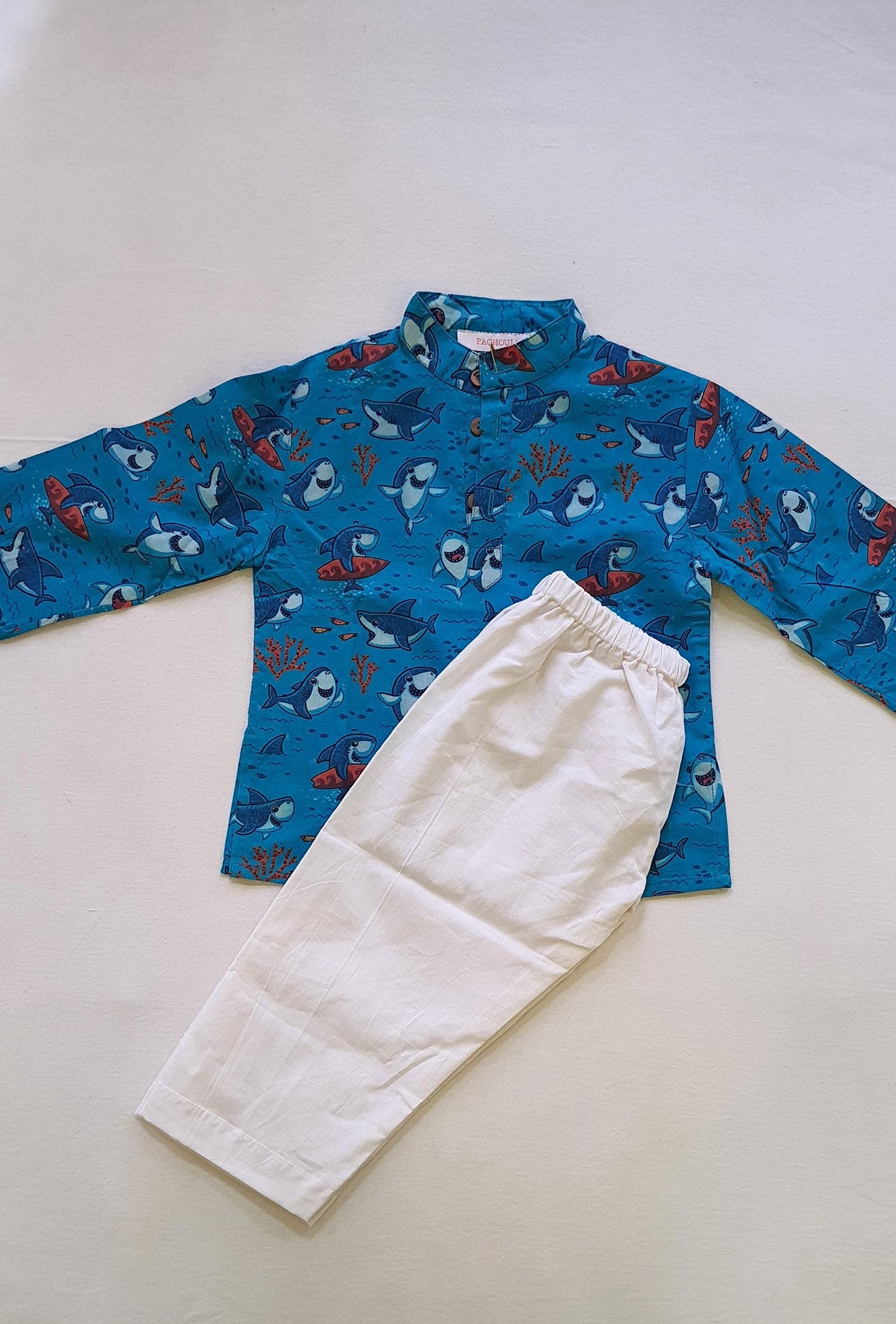 Kurta Pajama Set Infant Boy Underwater Shark