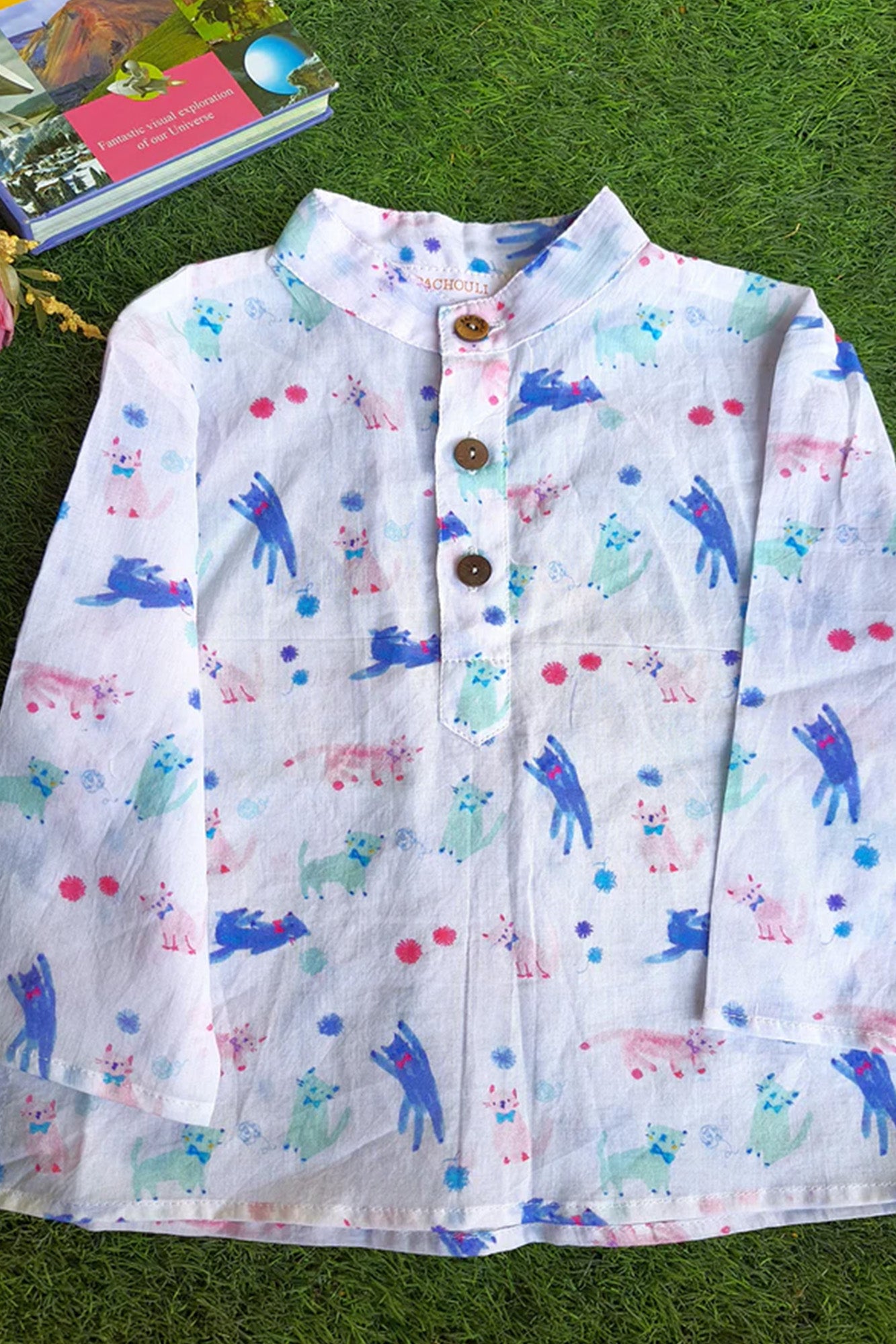 Kurta Pajama Set Cats Blue