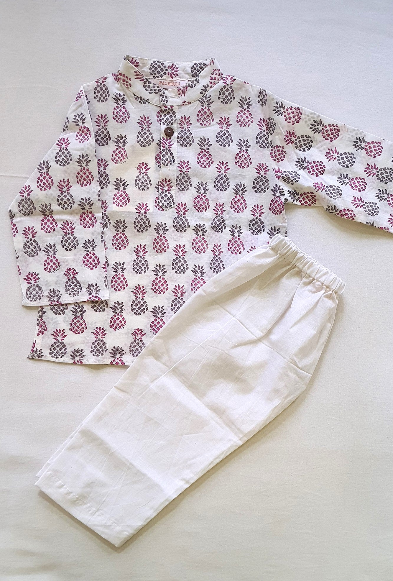 Kurta Pajama Set Infant Boy Pink Grey Pine