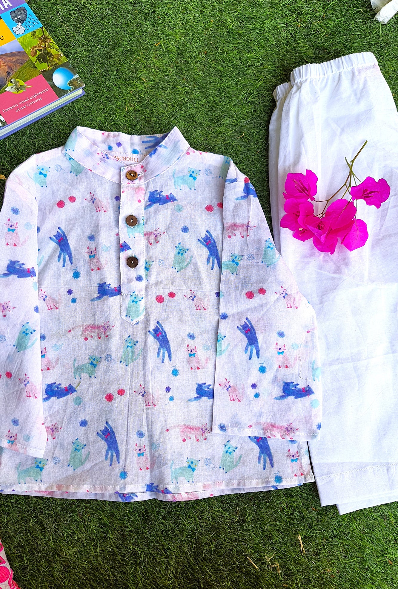 Blue Cats Kurta With Pajama