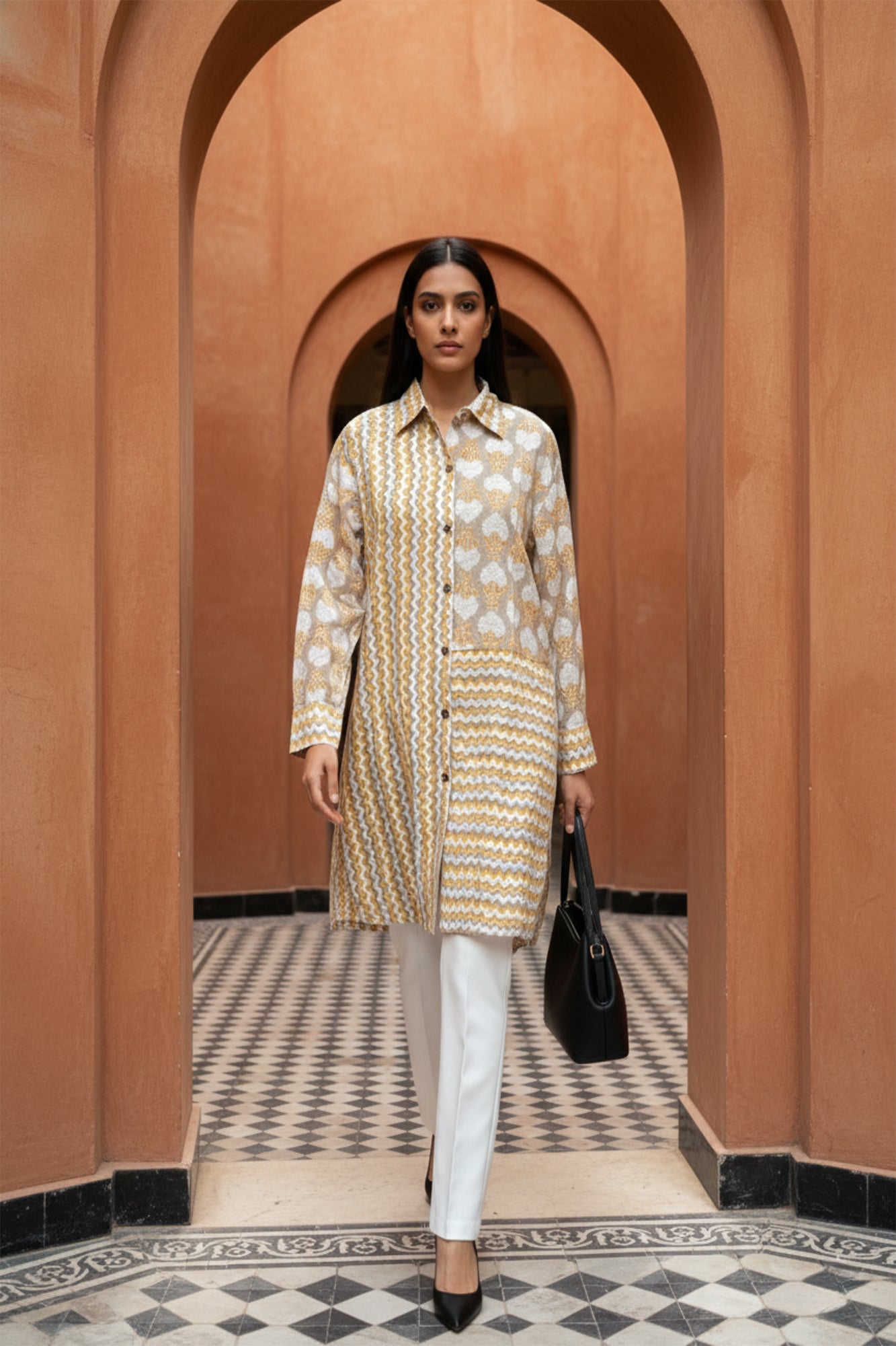 Zigzag Bloom Long Shirt