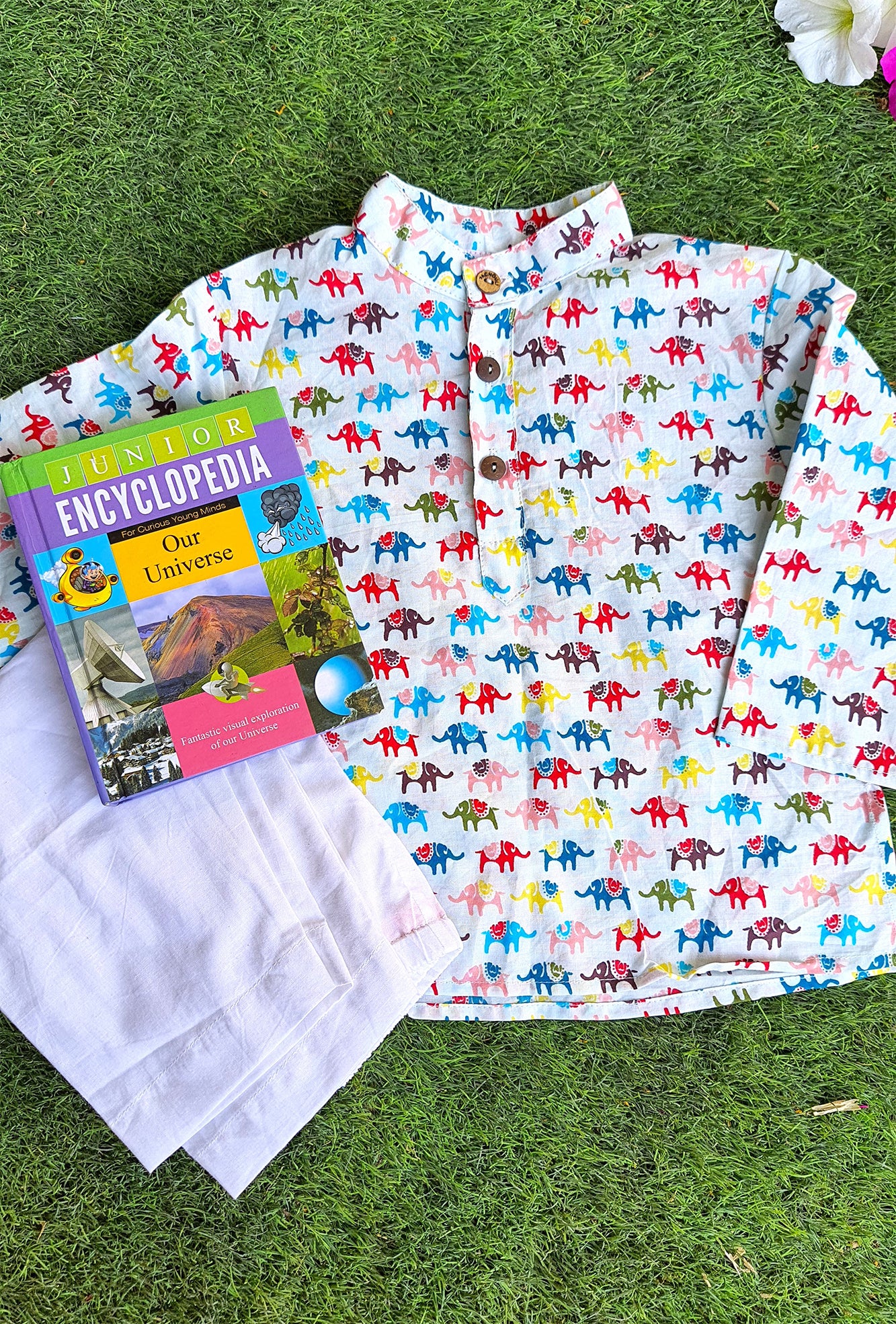 Multi Elephants Kurta & Pajama Set