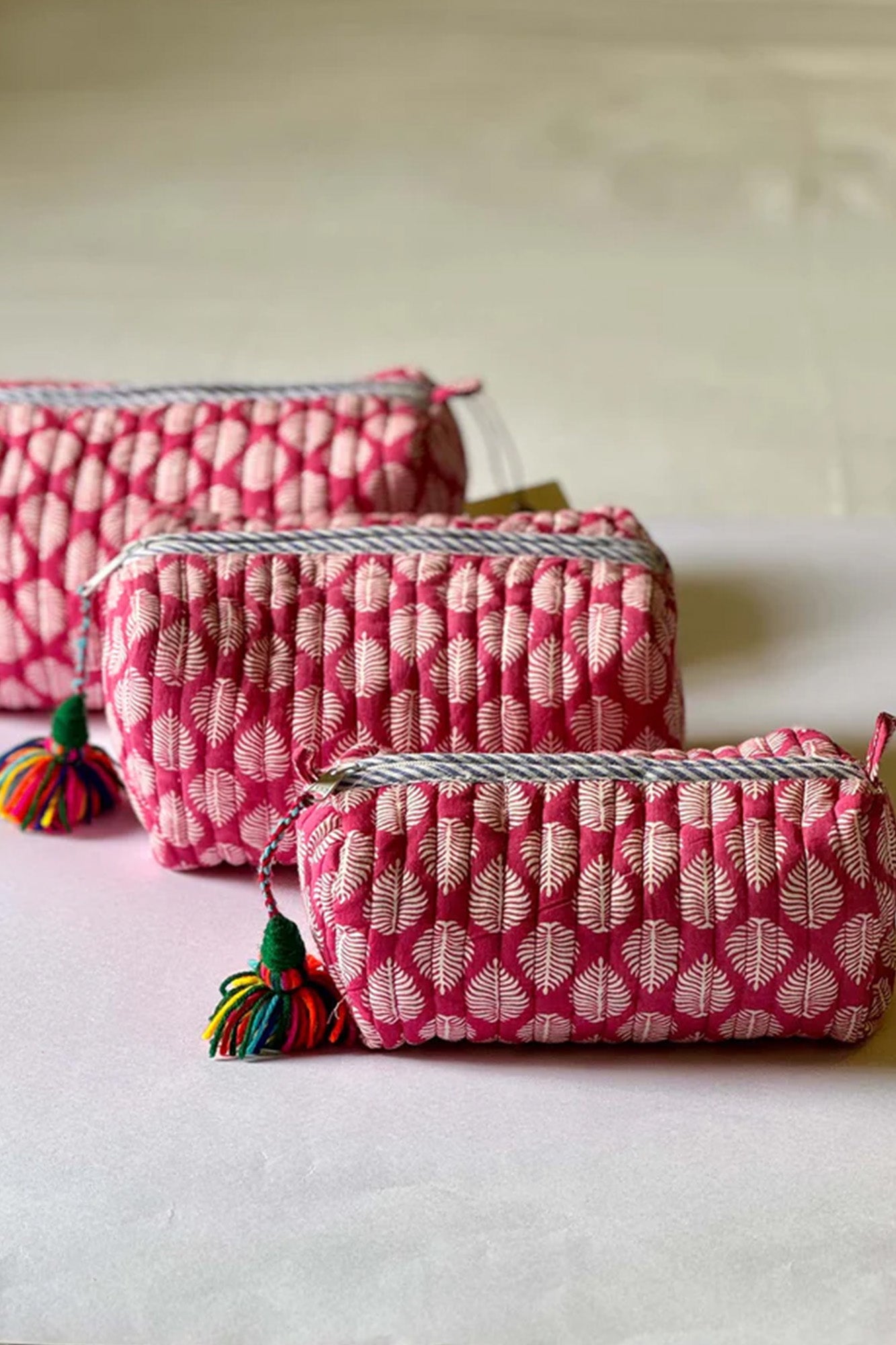 Pink Leaf Pouch Set of 3 - Drum