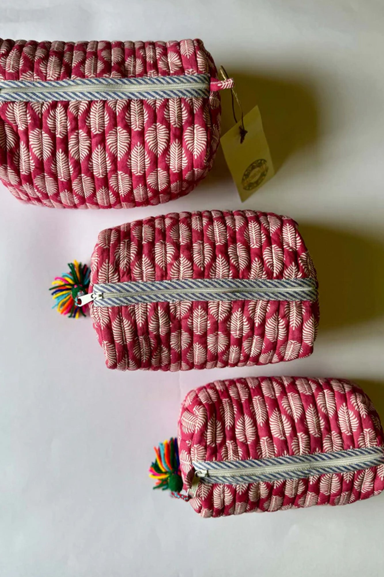 Pink Leaf Pouch Set of 3 - Drum