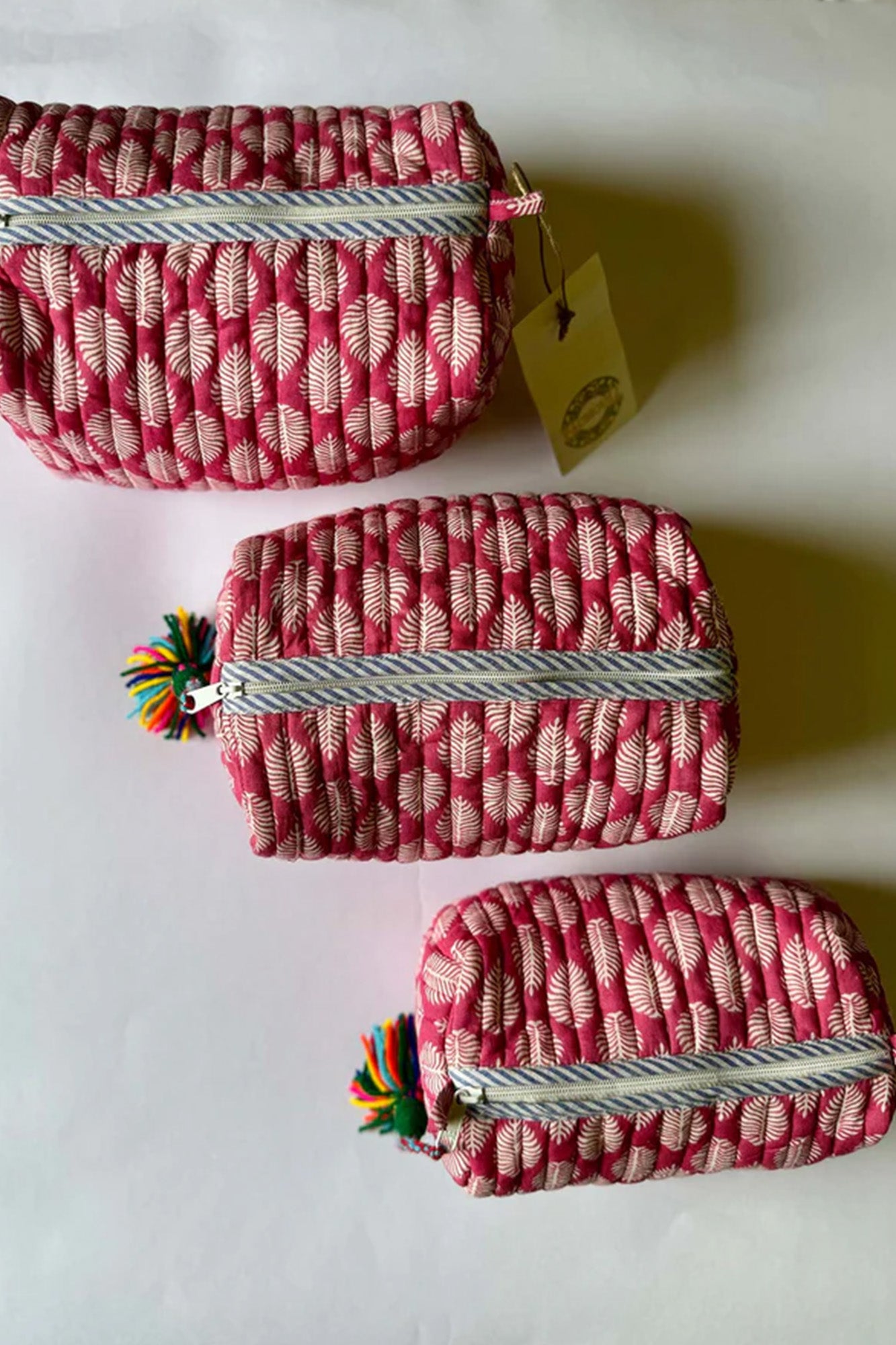 Pink Leaf Pouch Set of 3 - Drum