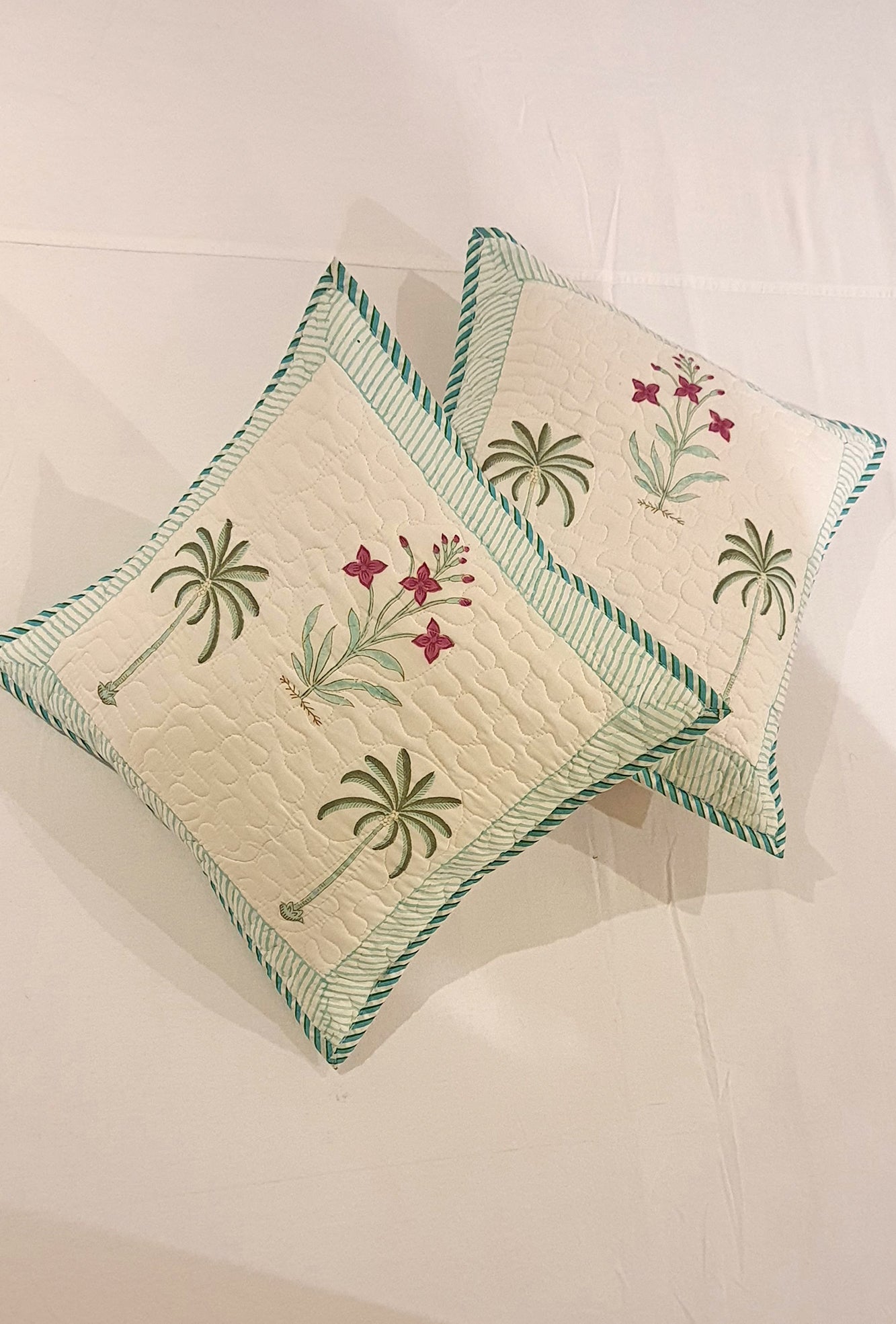 Green Palm Cushion Cover Set of 2