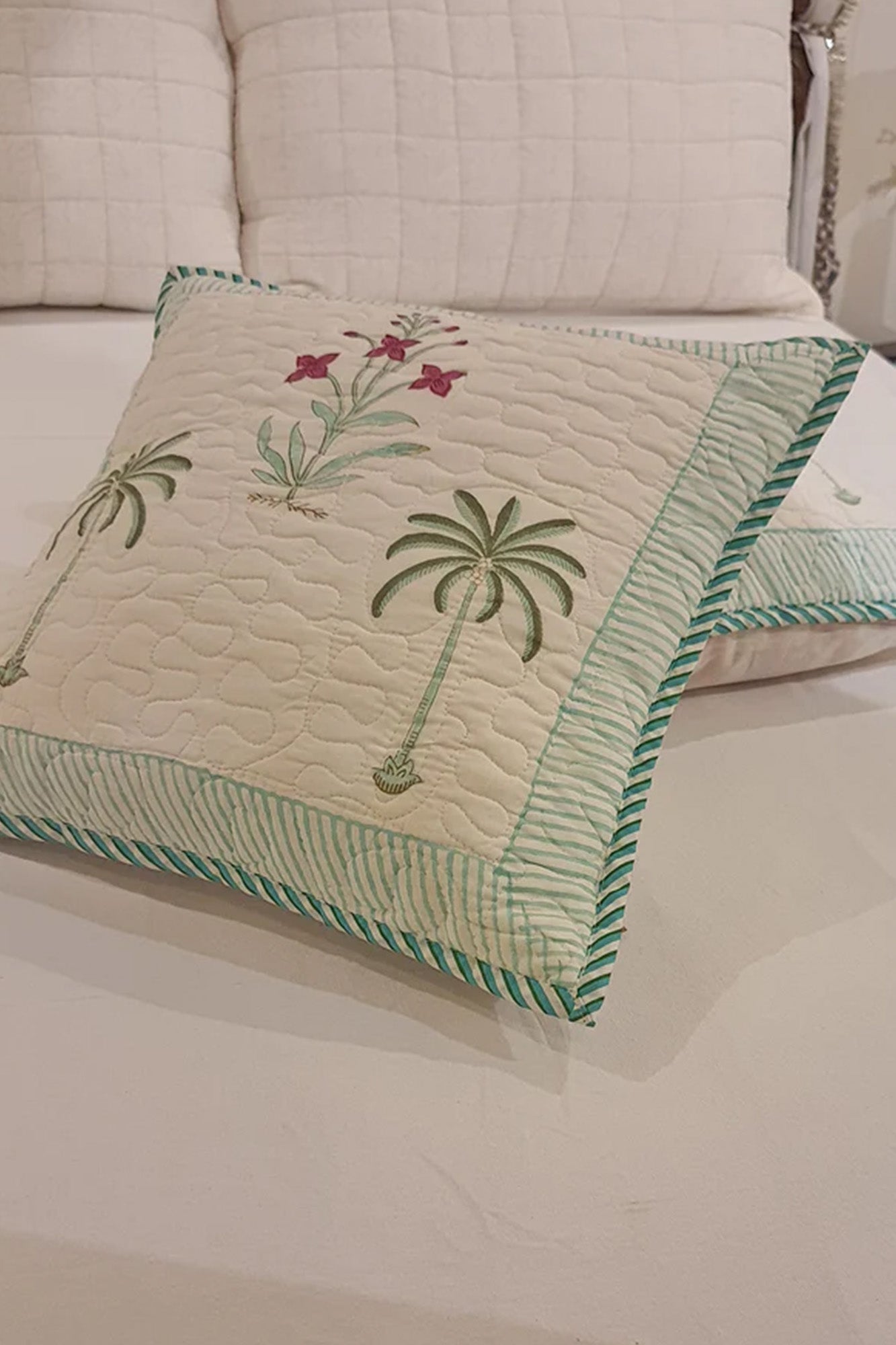Green Palm Cushion Cover Set of 2