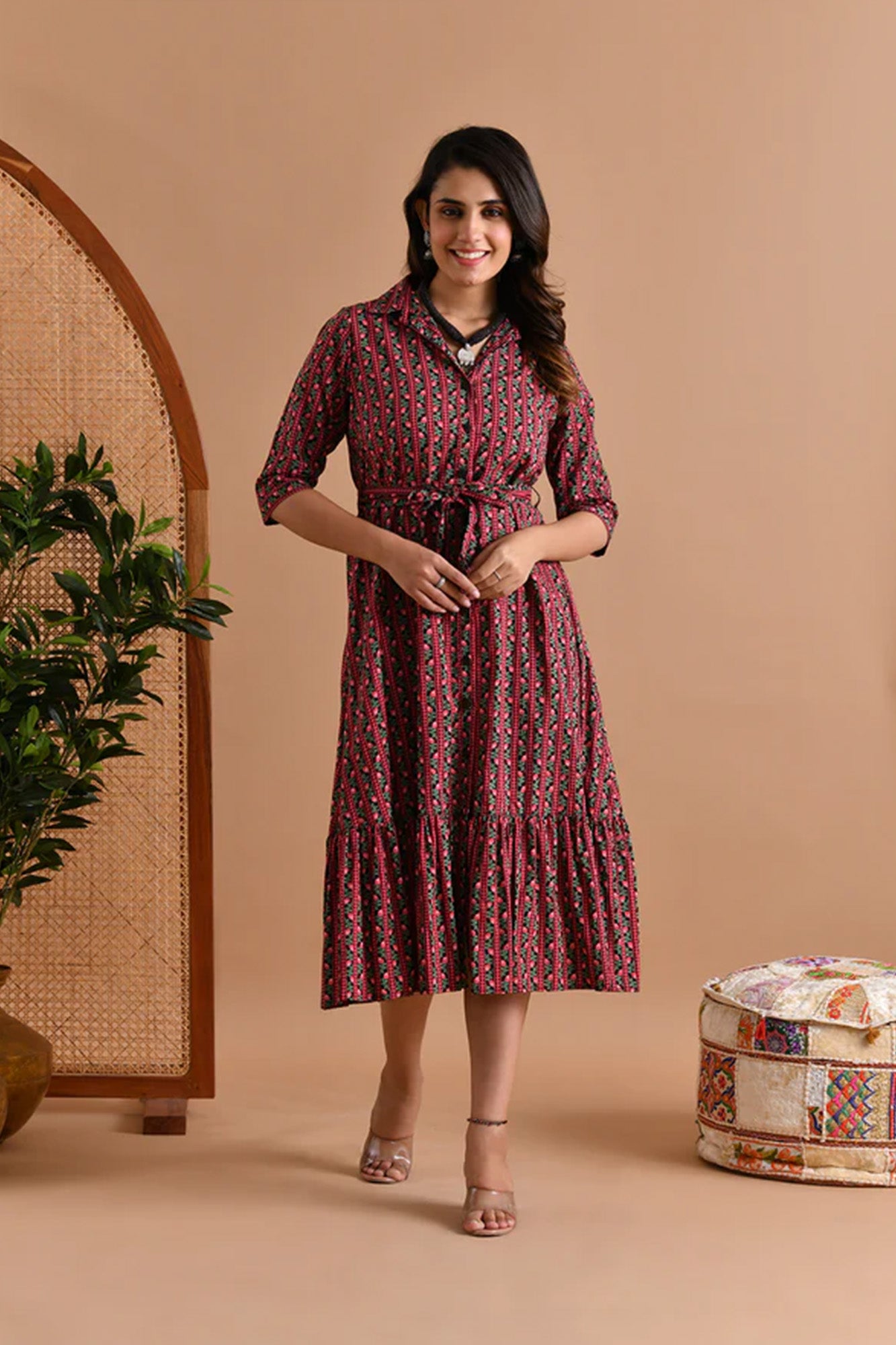 Shirt Dress Women Chandini Striped Red