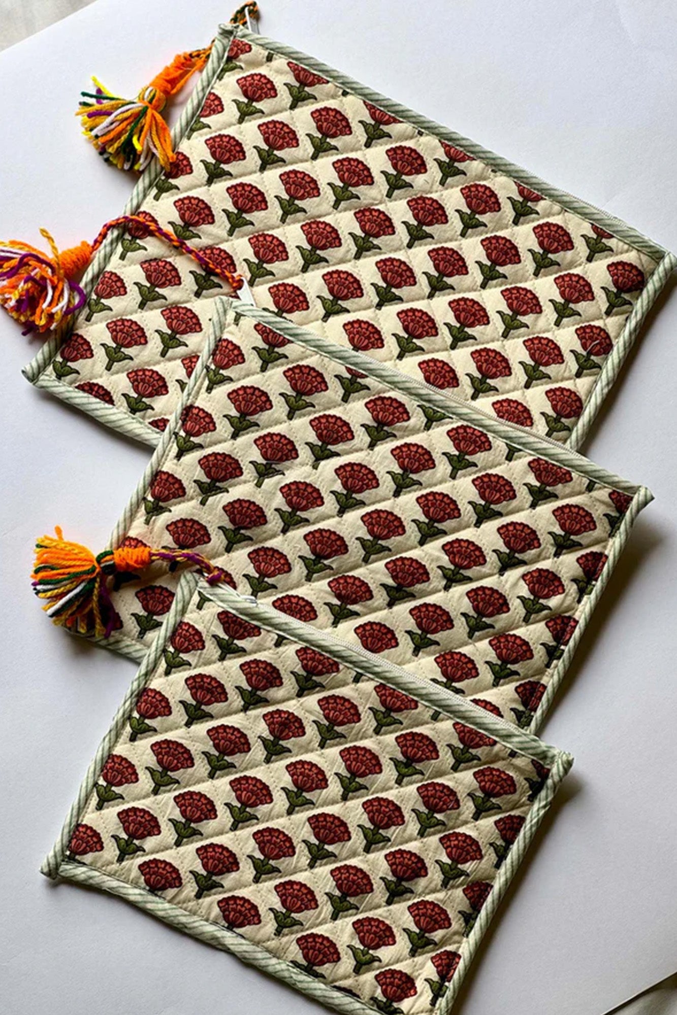 Marigold Pouch Set of 3 - Flat Quilted