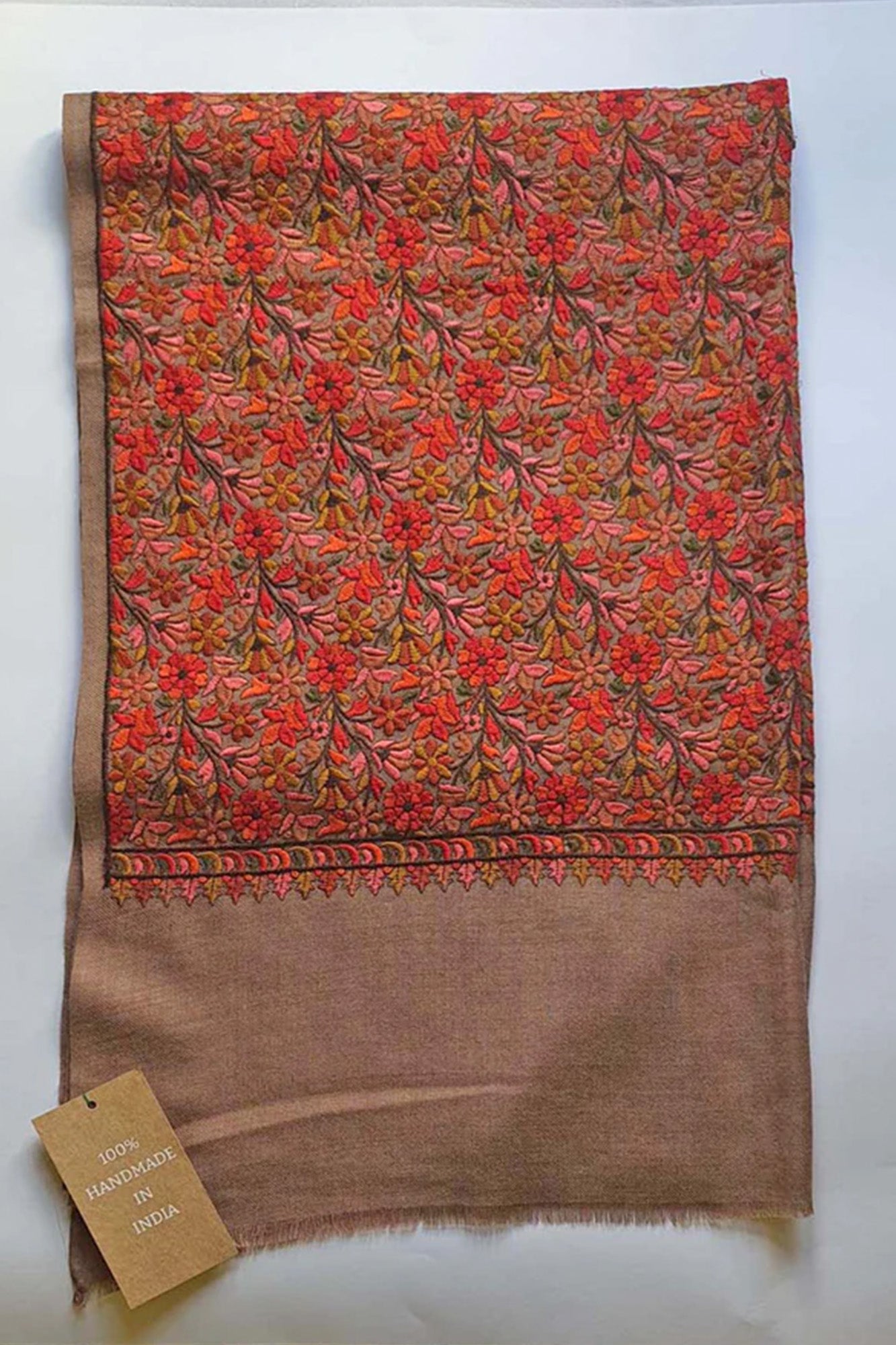Pashmina Red Embroidered