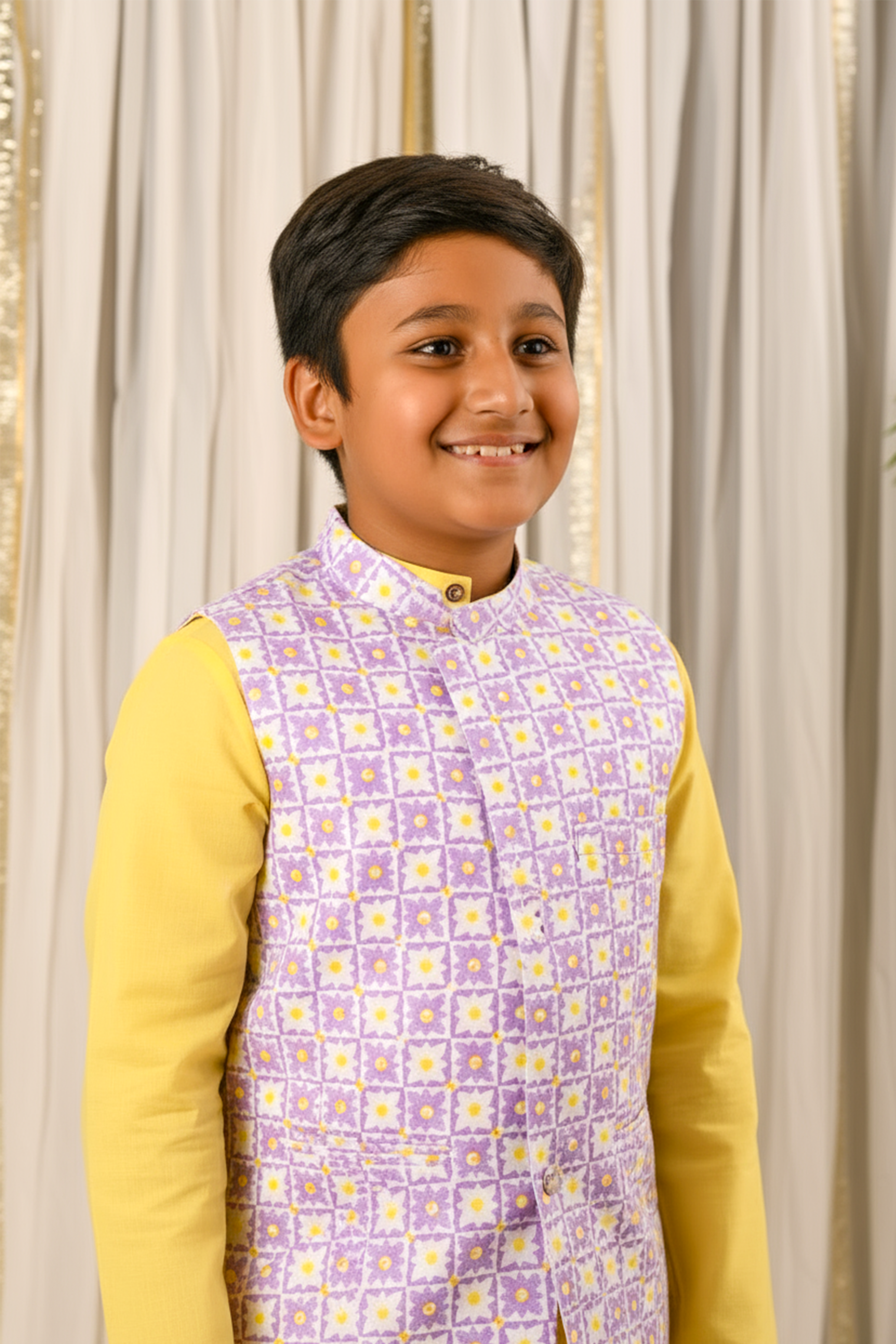 Daisy Dots Jacket & Sun Lime Kurta Set