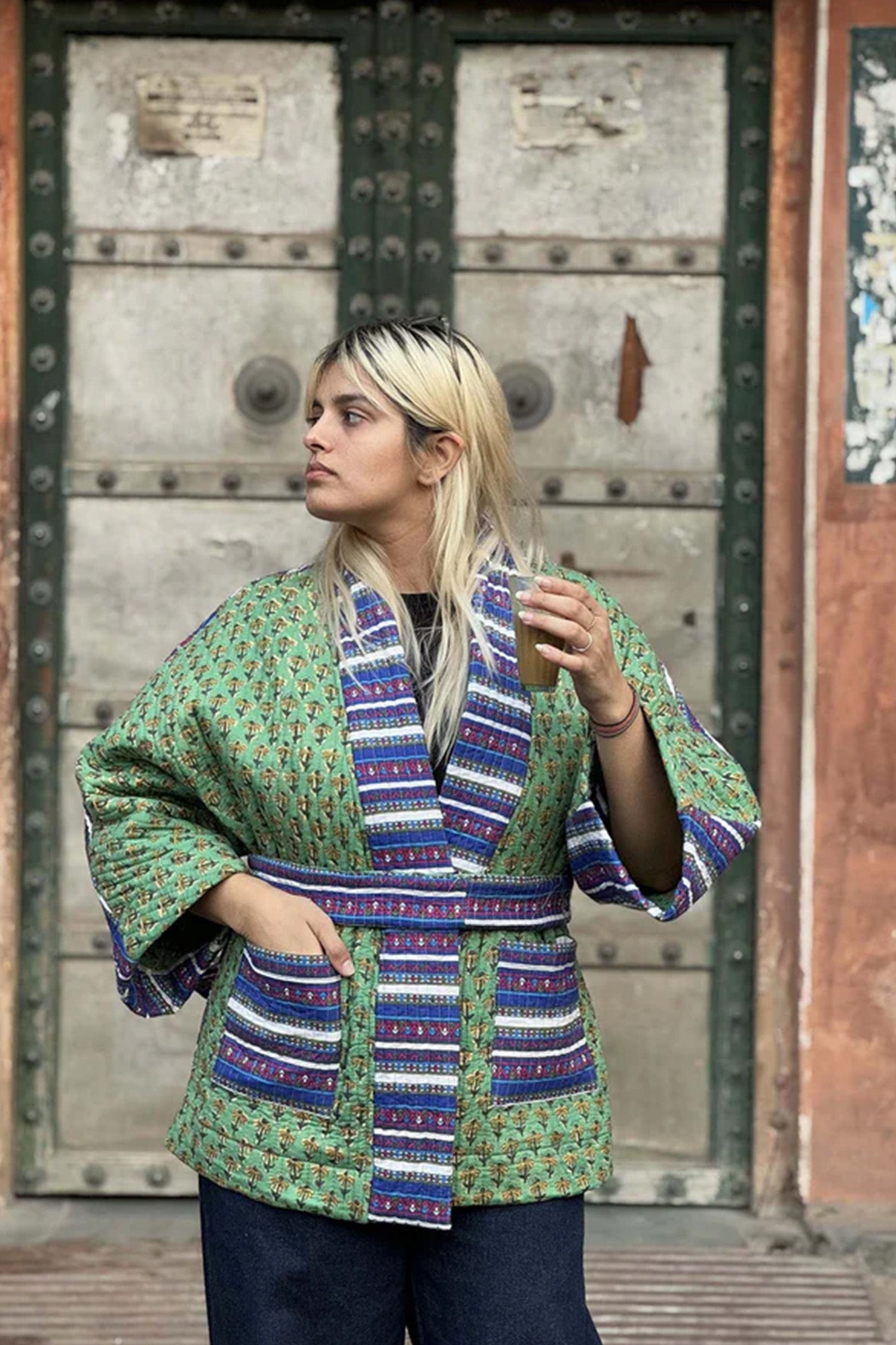Jacket Quilted Kimono With Belt