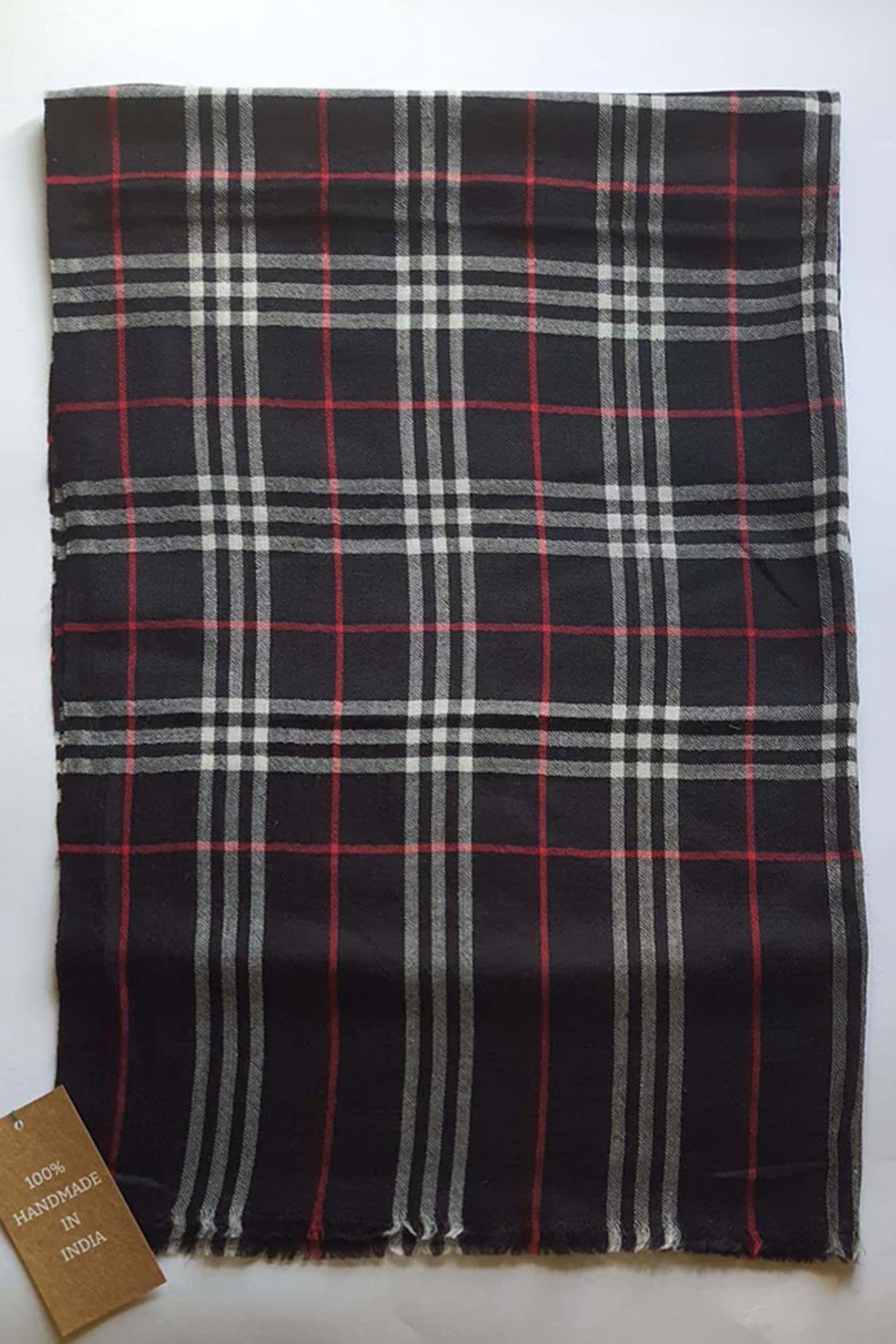Pashmina White & Red Checks