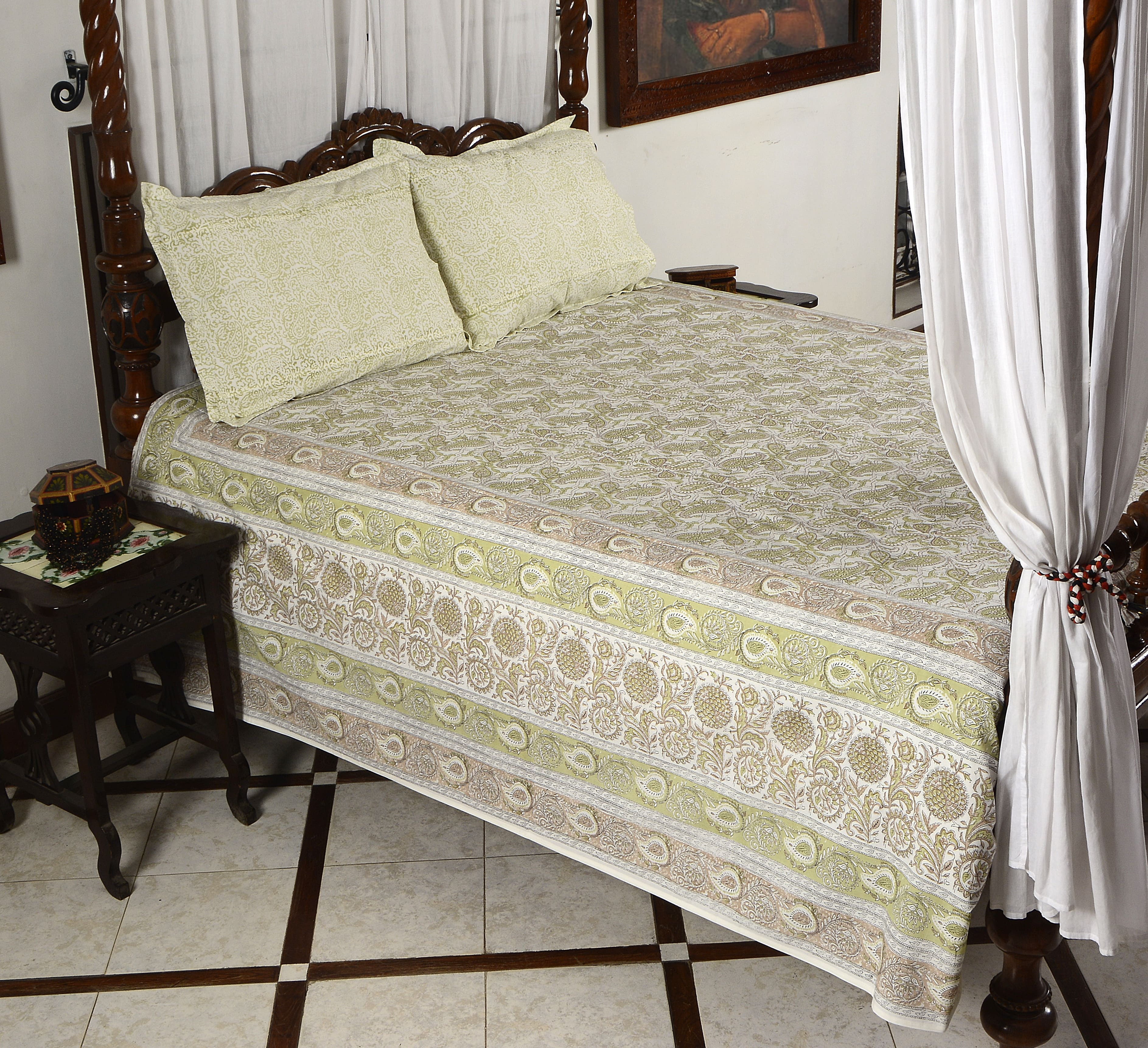 Green Small Paisley - Bed Sheet