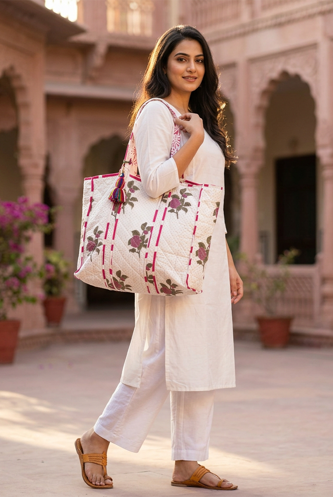 Natural Rose Tote Bag