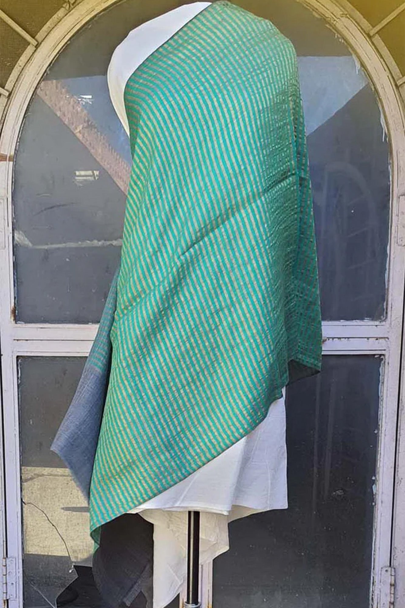 Women Pashmina Stole Striped Aqua