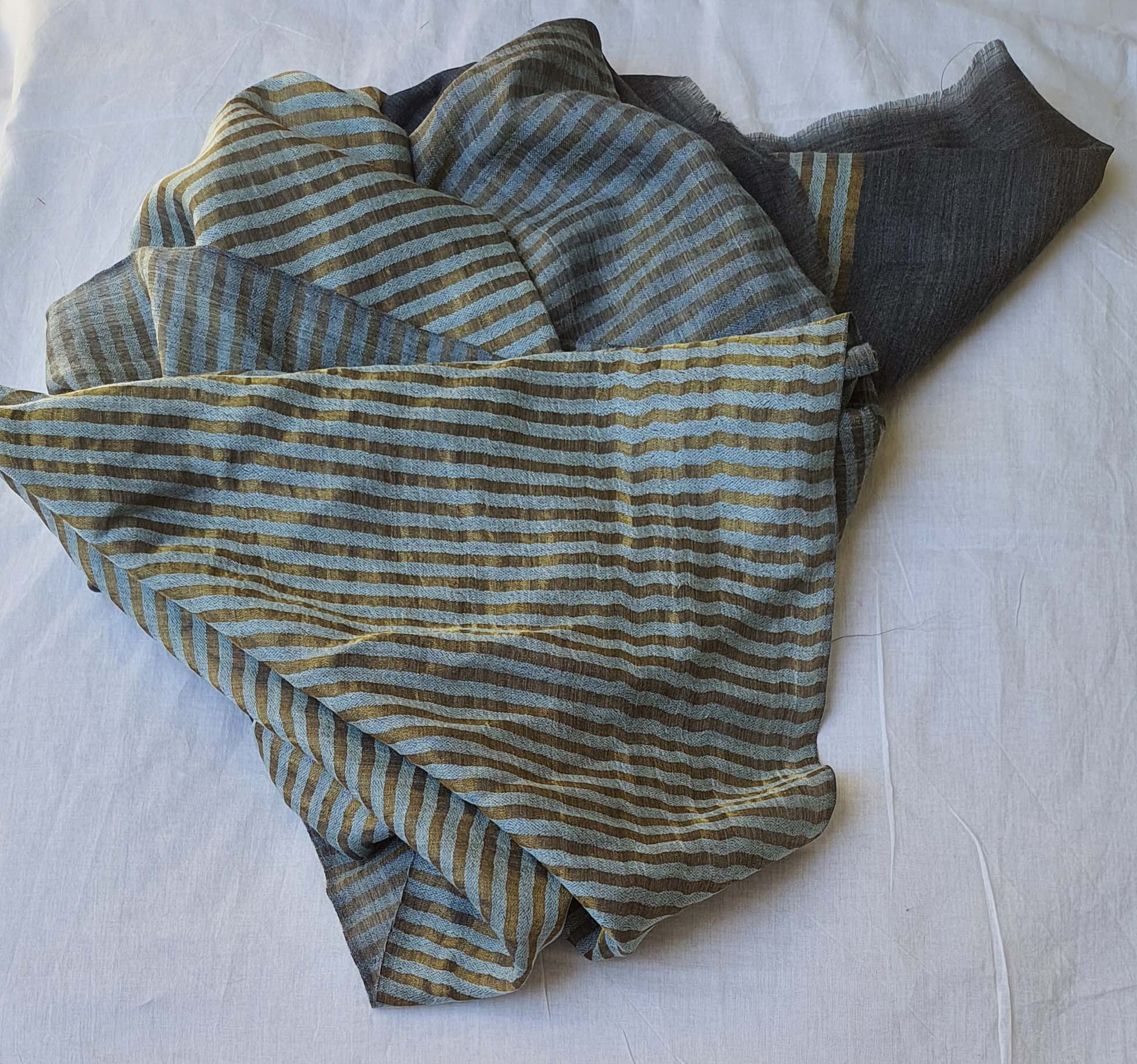 Women Pashmina Stole Striped Aqua