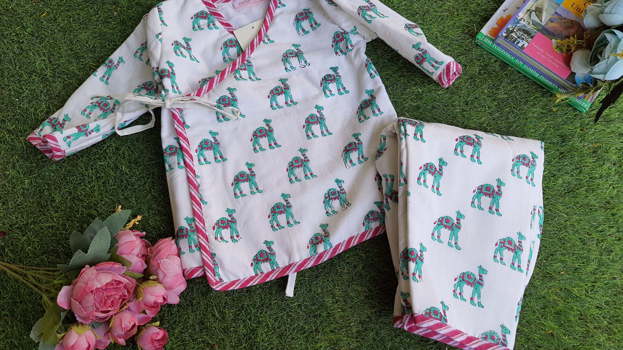 Infants Winter Top With Pajama Infants Green Camel