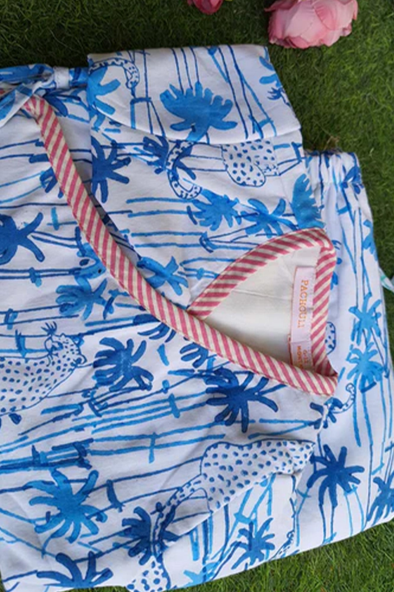 Infants Winter Top With Pajama Palm Tree Blue