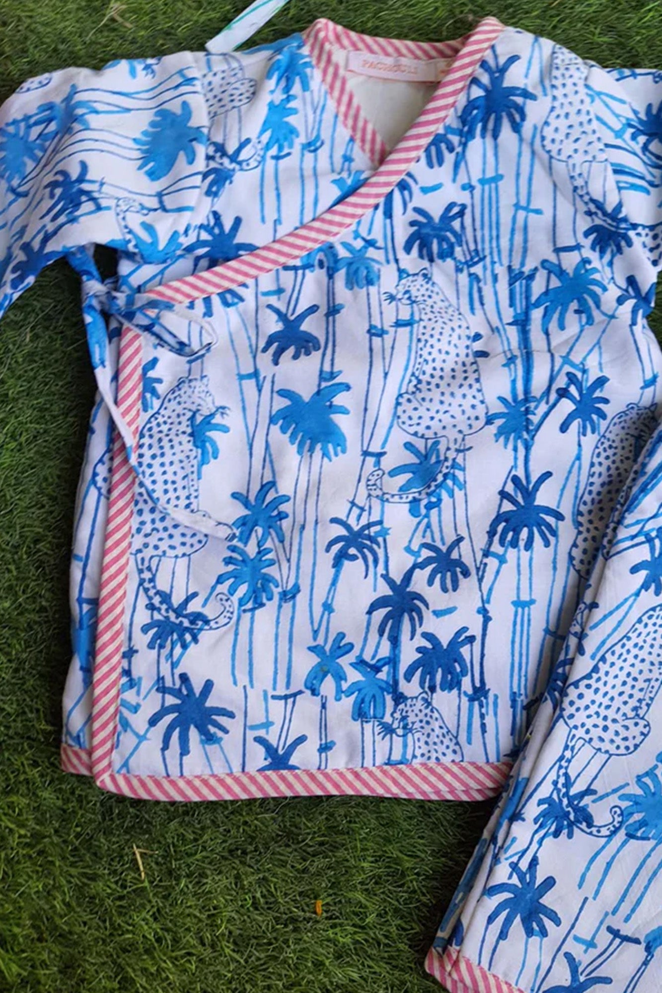 Infants Winter Top With Pajama Palm Tree Blue