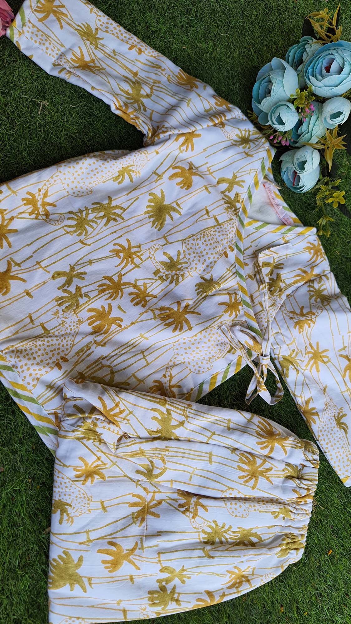 Infants Winter Top With Pajama Palm Tree Yellow