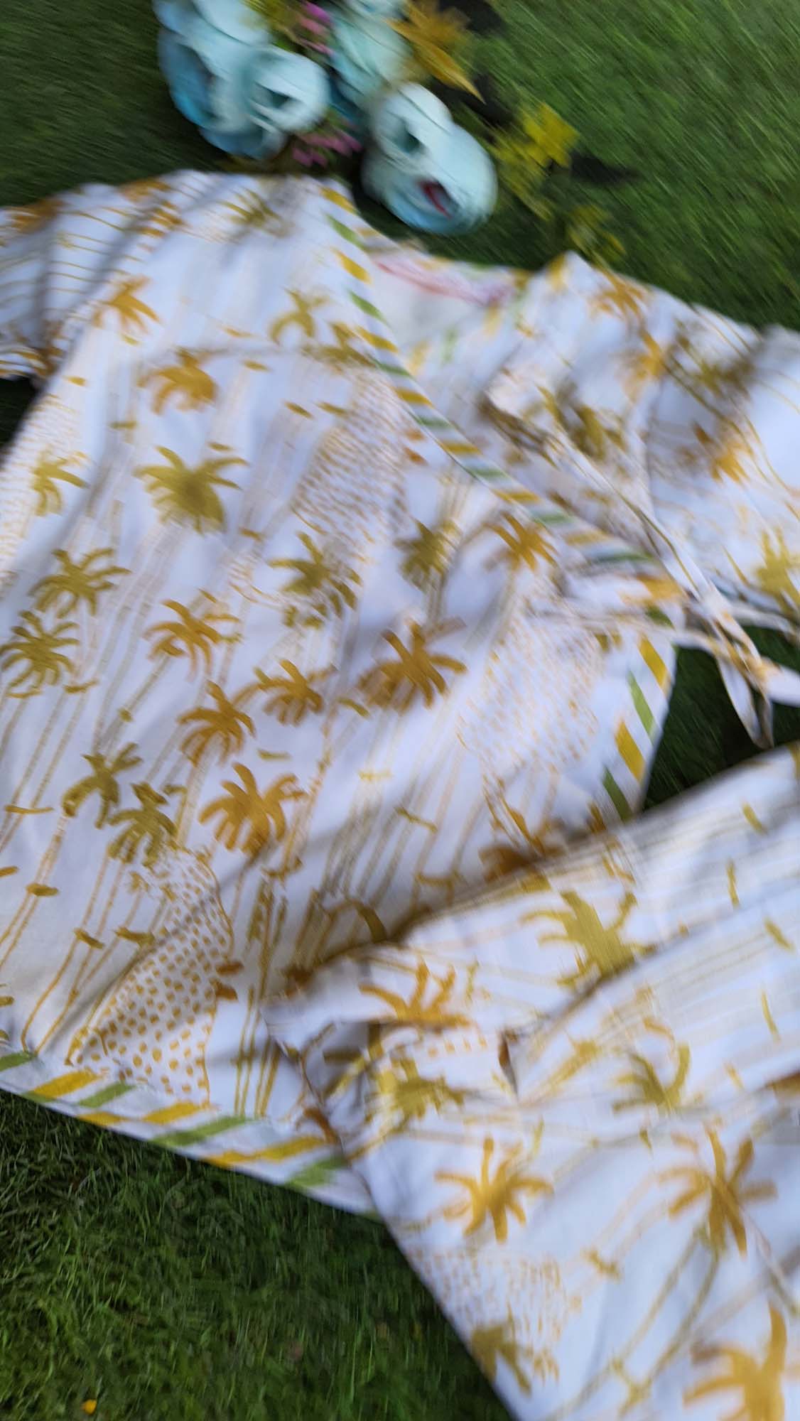 Infants Winter Top With Pajama Palm Tree Yellow