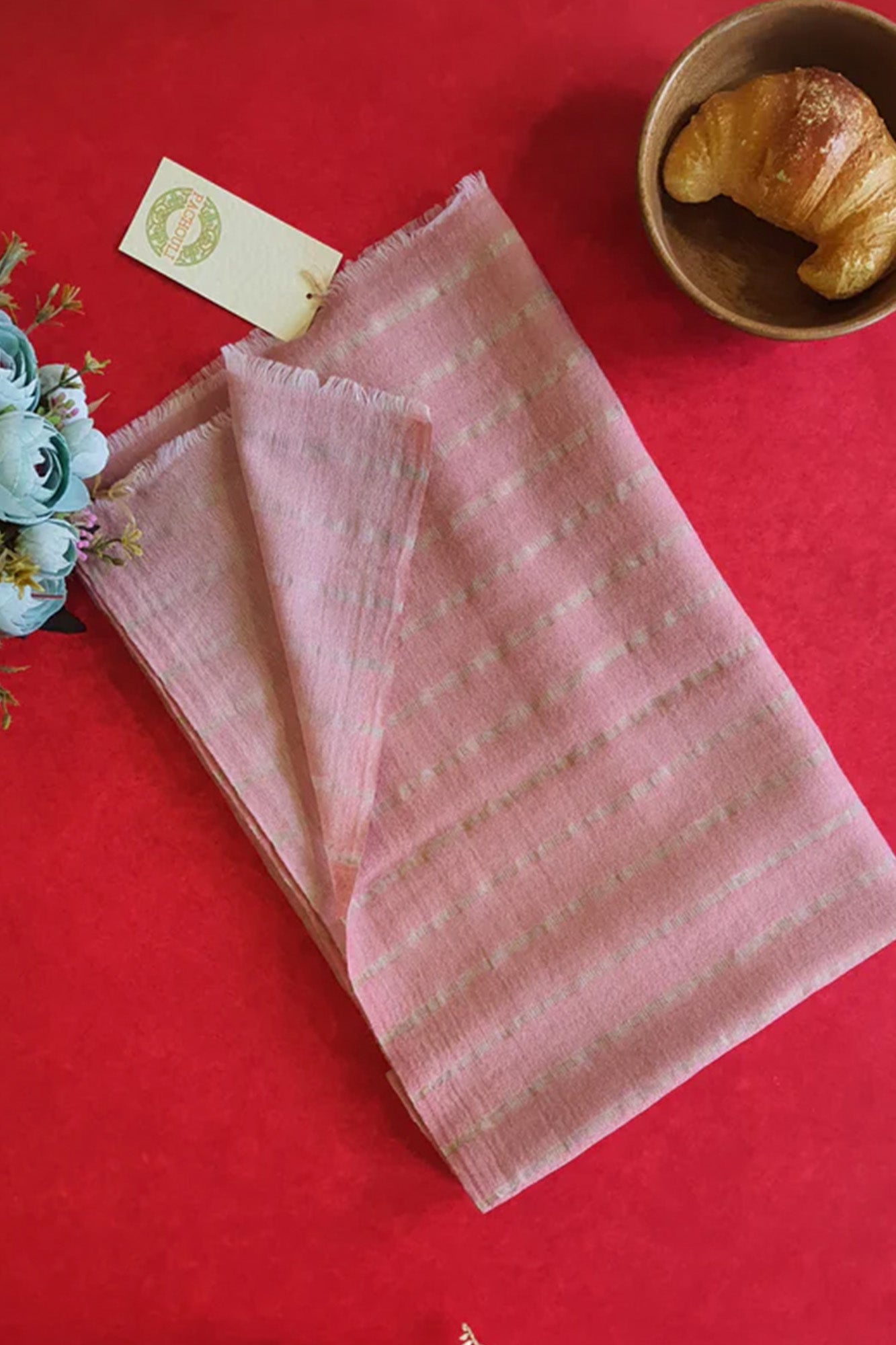 Women Pashmina Stole Striped Golden