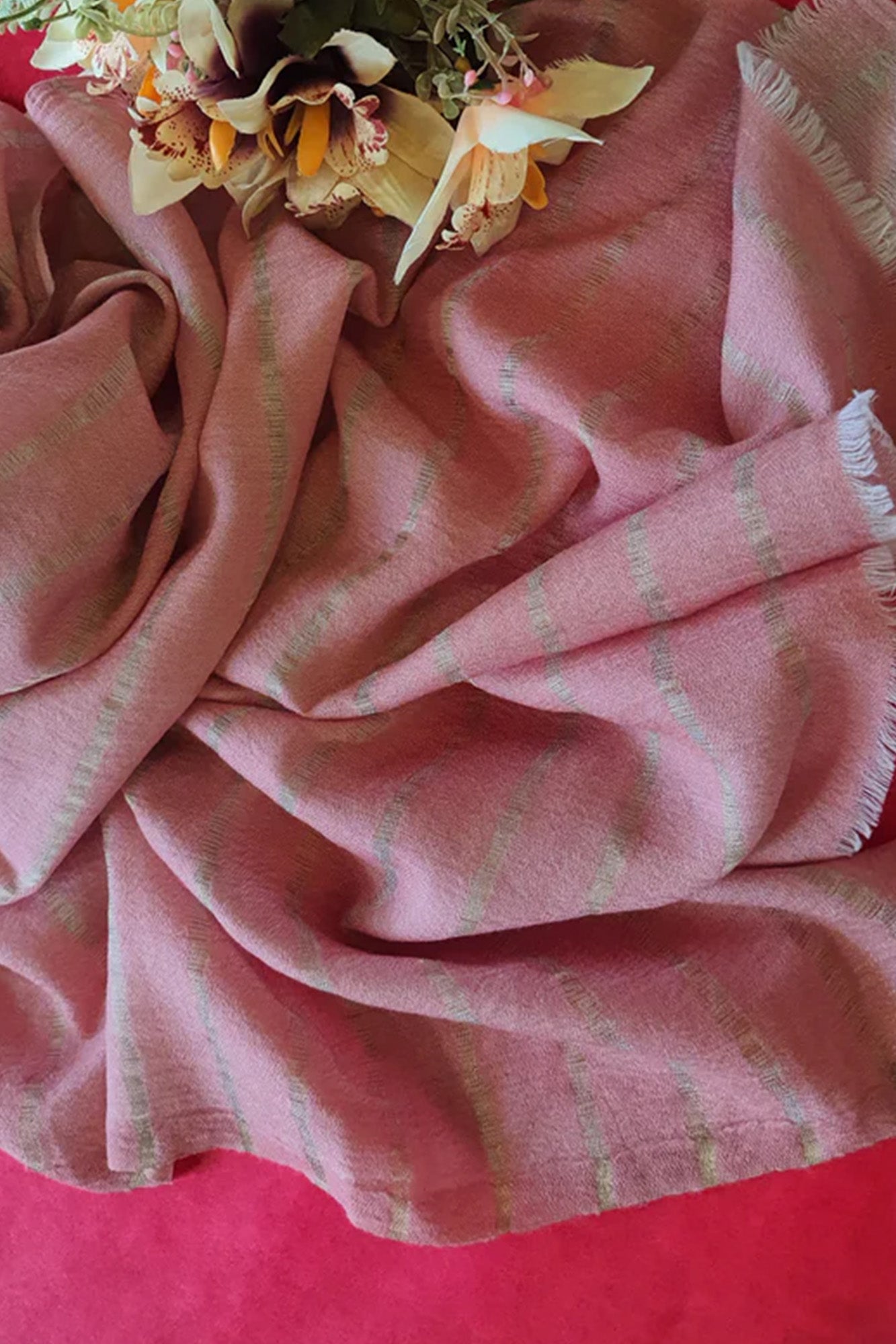 Women Pashmina Stole Striped Golden
