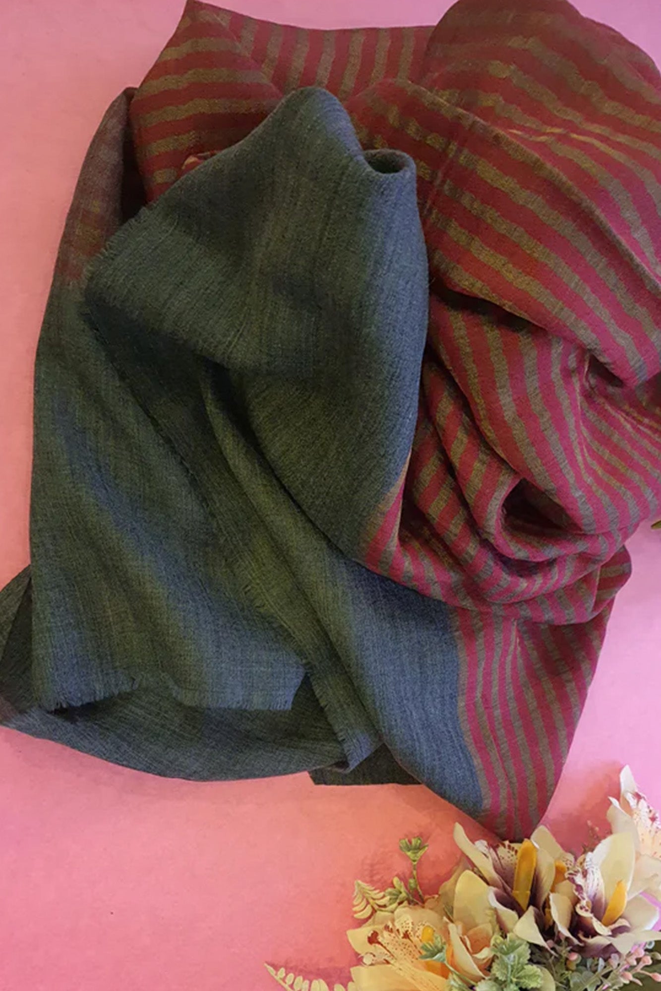 Women Pashmina Striped Maroon