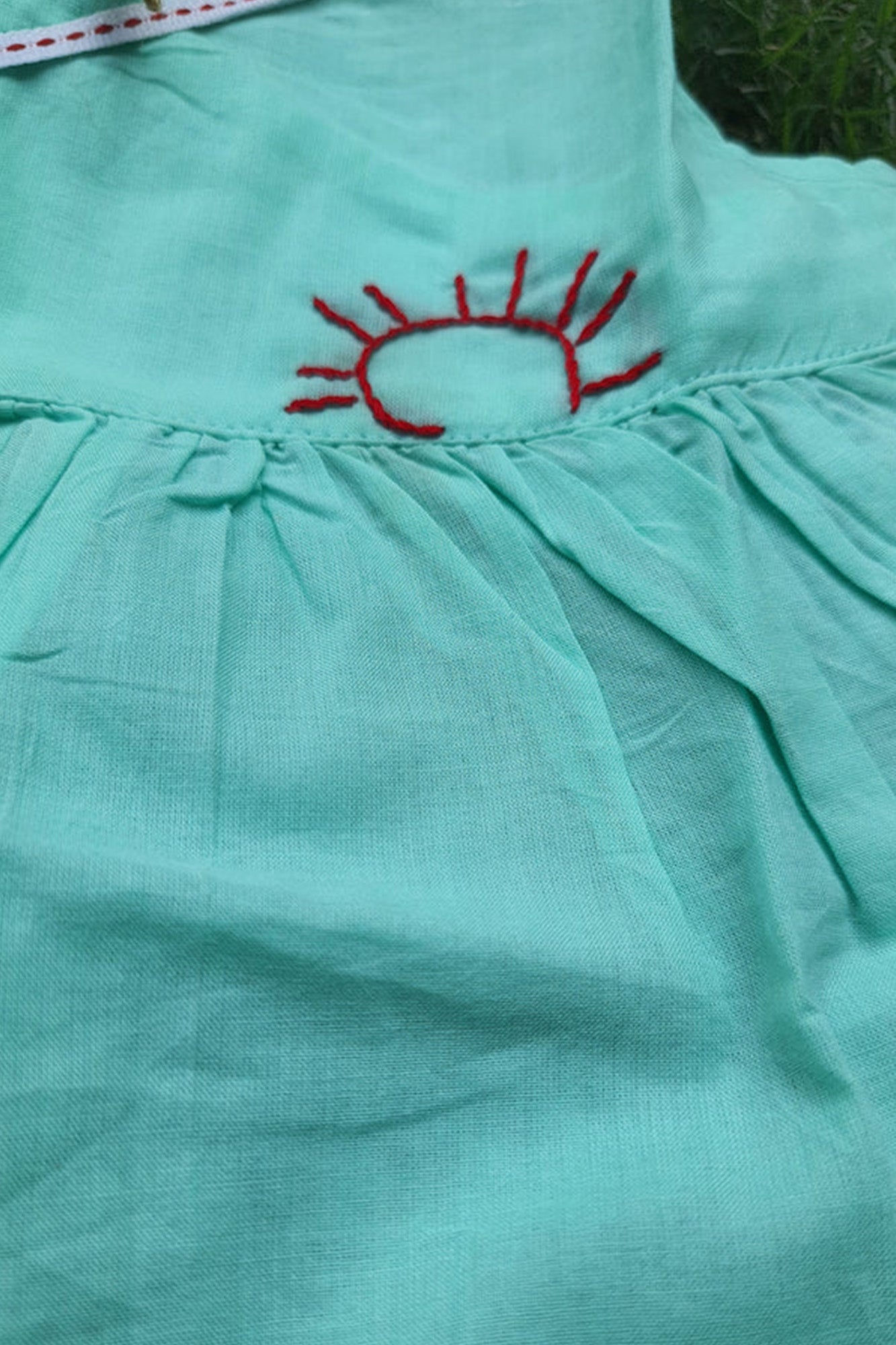 Infant Girl Frock Embroidered Aqua