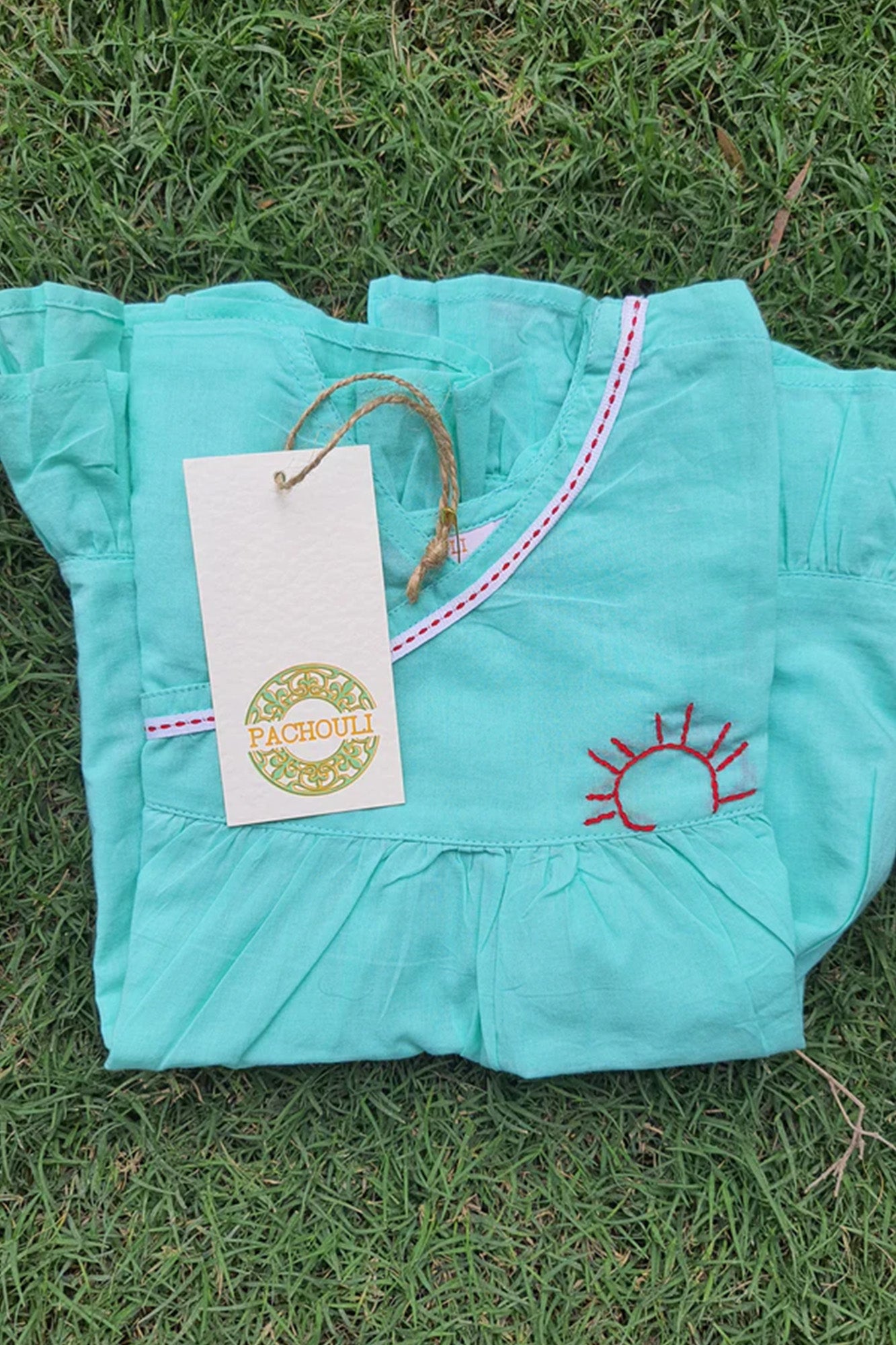 Infant Girl Frock Embroidered Aqua