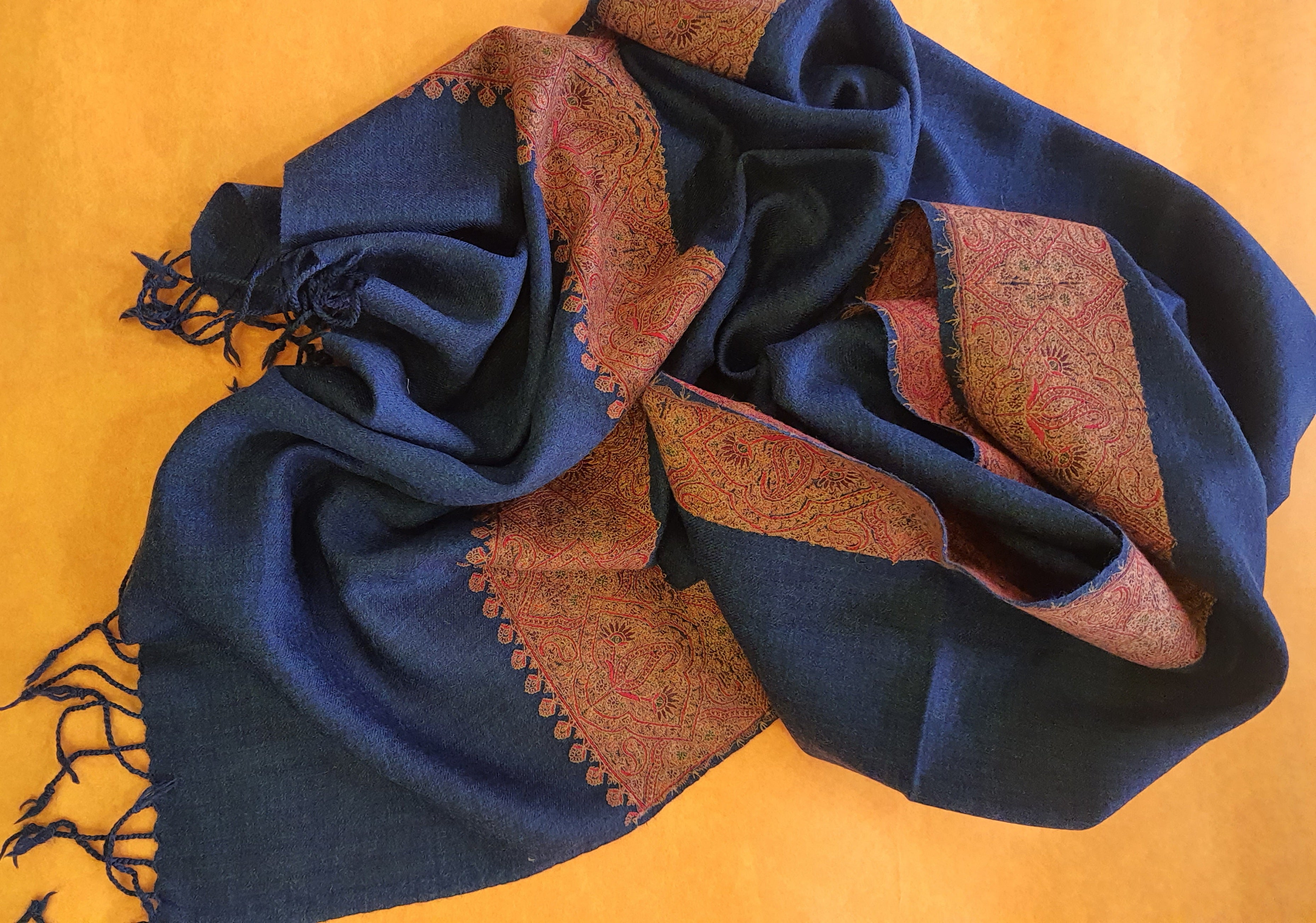 Women Pashmina Palla Buti Blue