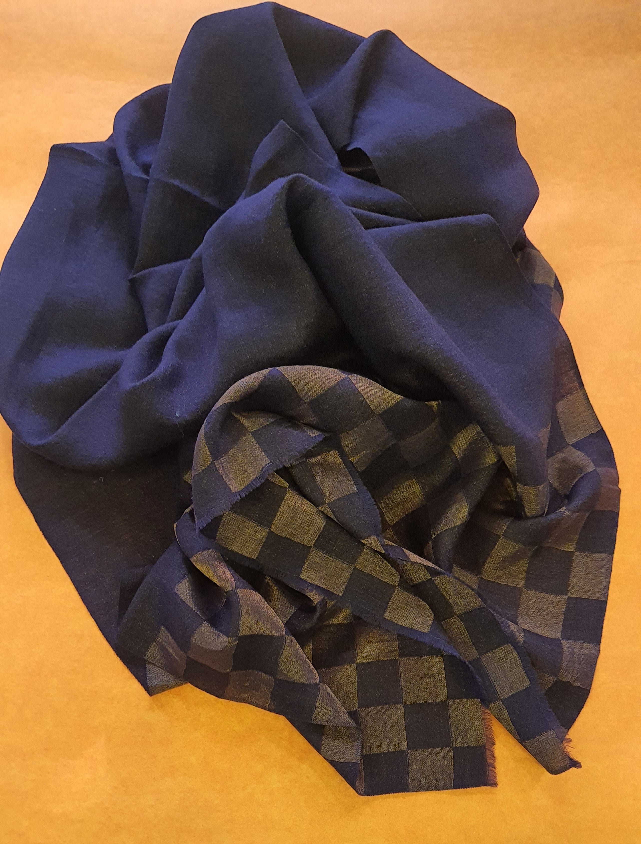 Women Pashmina Stole Checkered Blue