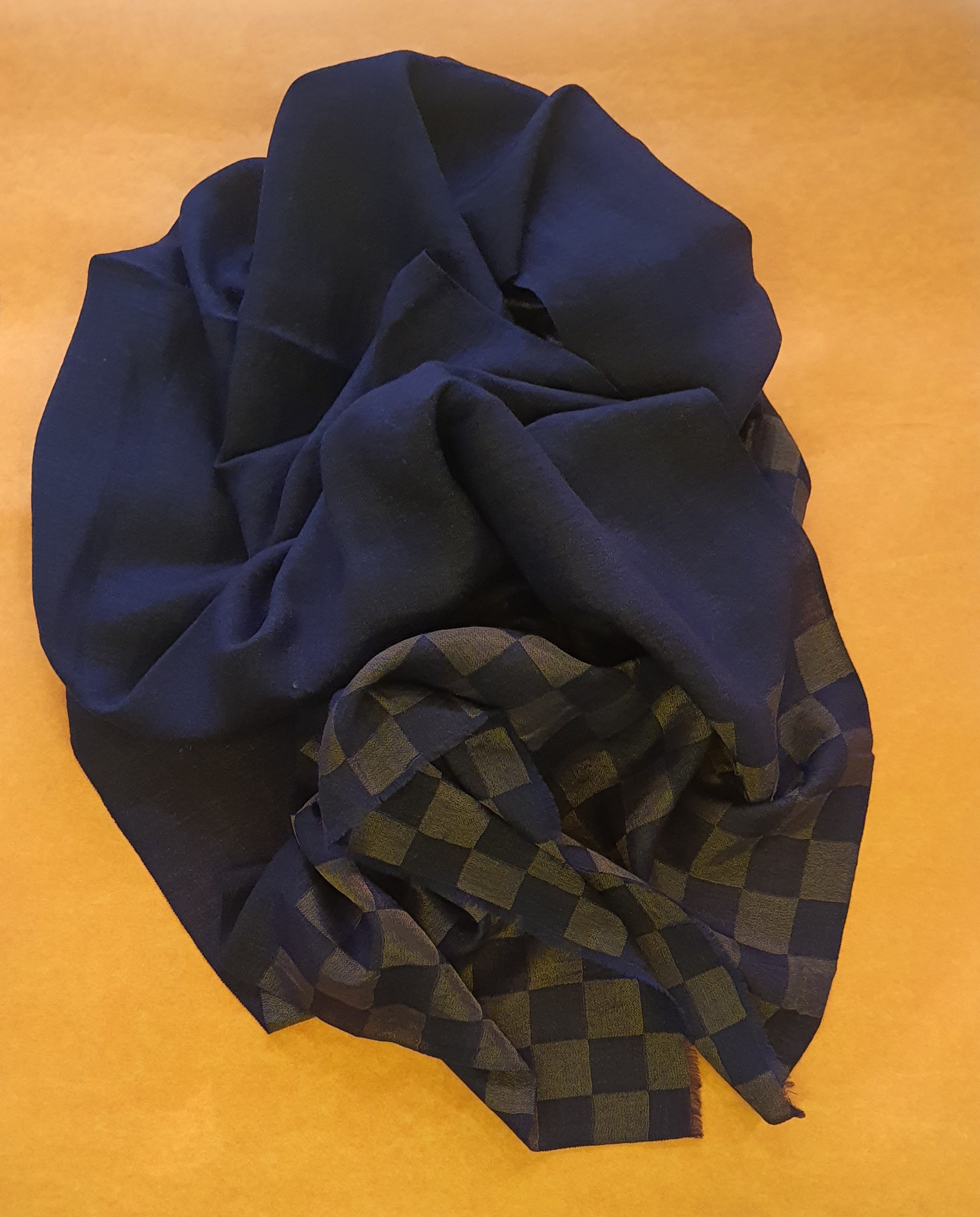Women Pashmina Stole Checkered Blue