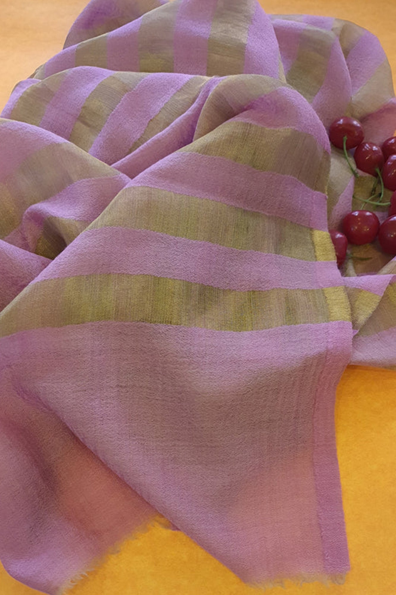 Women Pashmina Stole Striped Peach