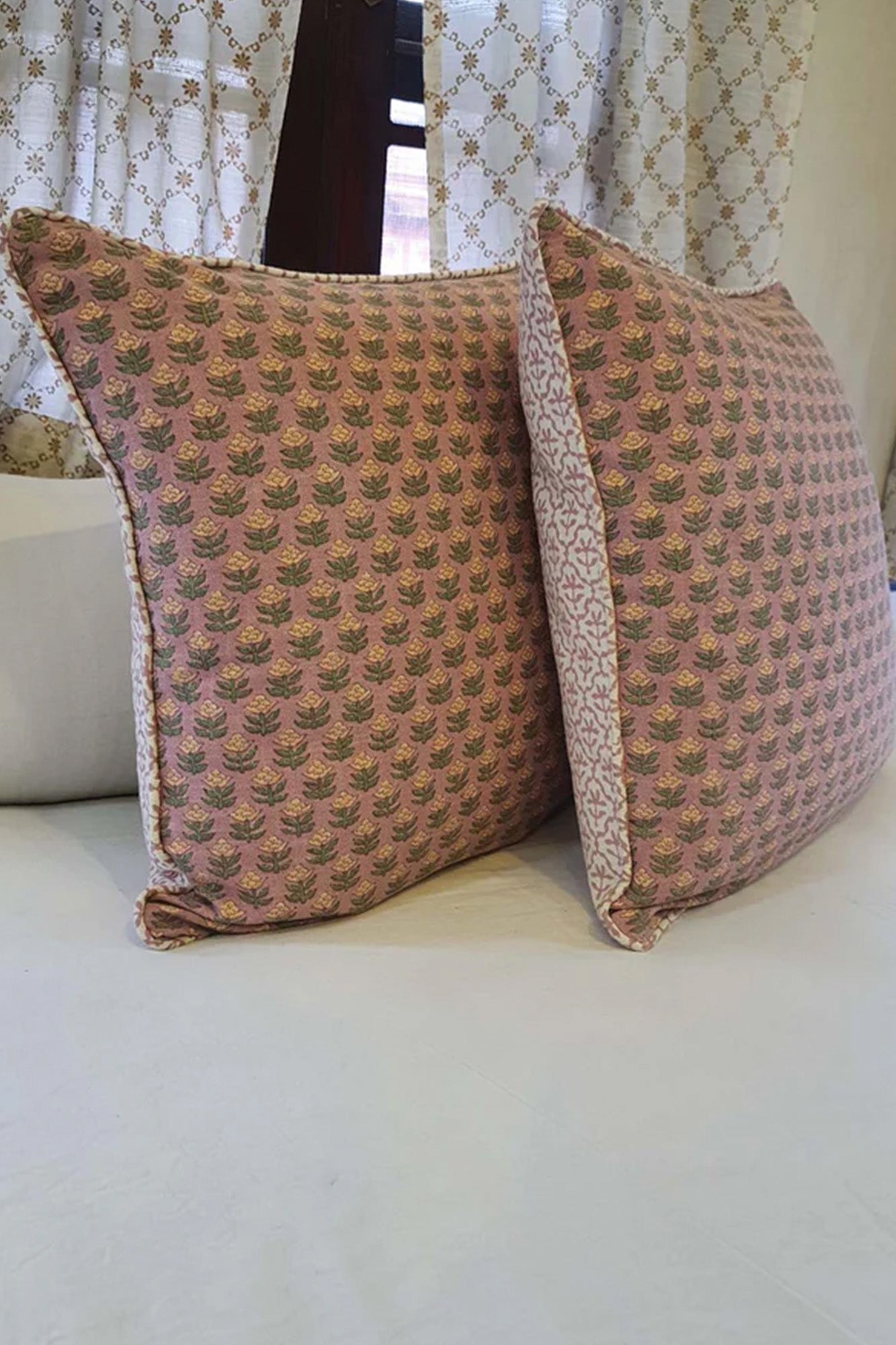 Cushion Cover Block Buti Orange