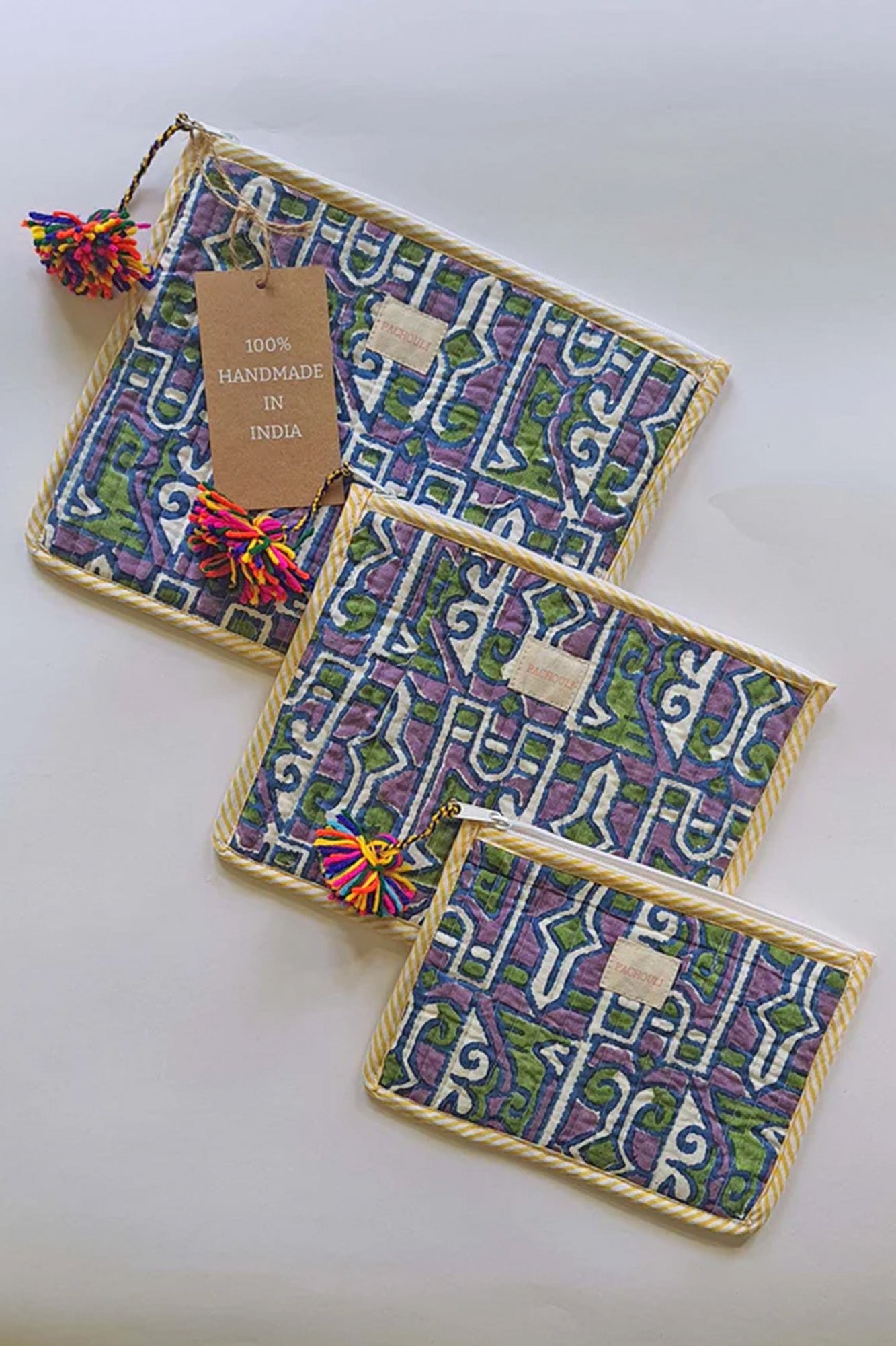 Abstract Purple Pouch Set of 3