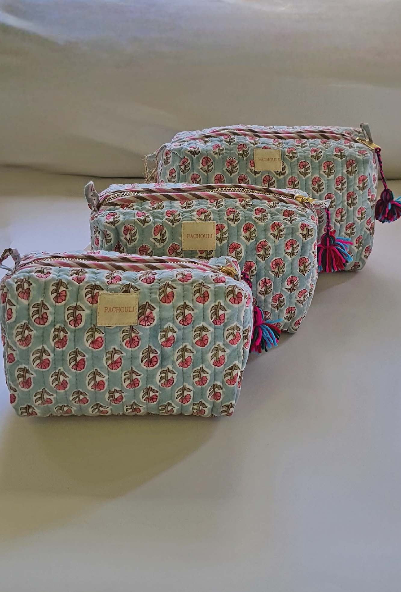 Phalaenopsis Orchid Quilted Pouch Set of 3