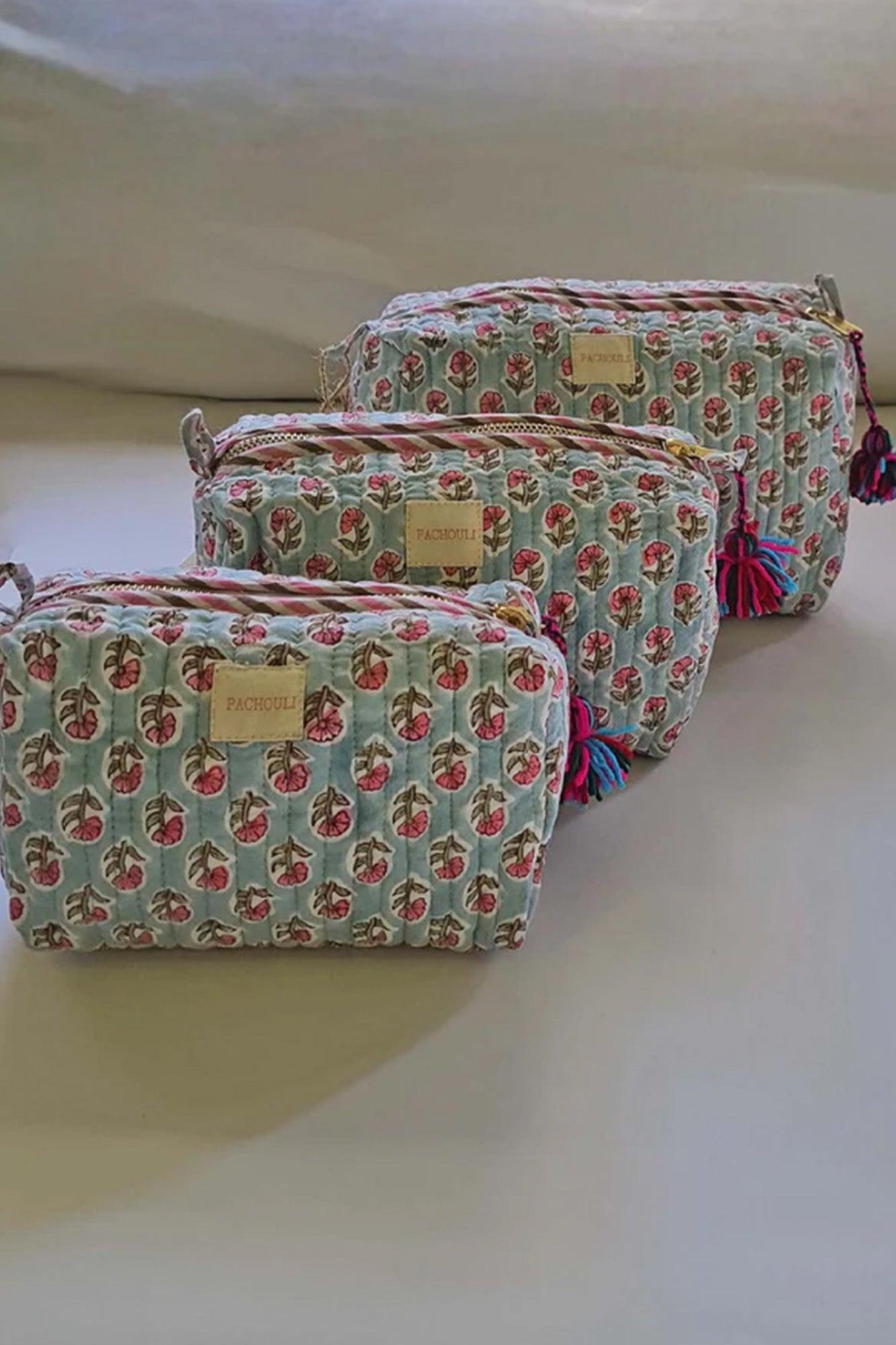 Phalaenopsis Orchid Quilted Pouch Set of 3