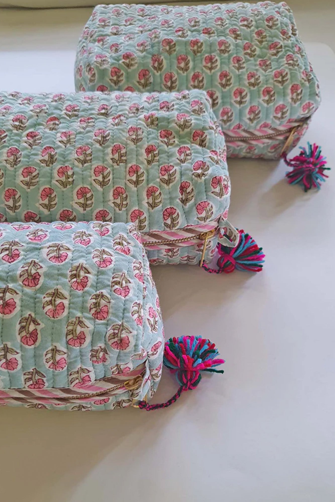 Phalaenopsis Orchid Quilted Pouch Set of 3