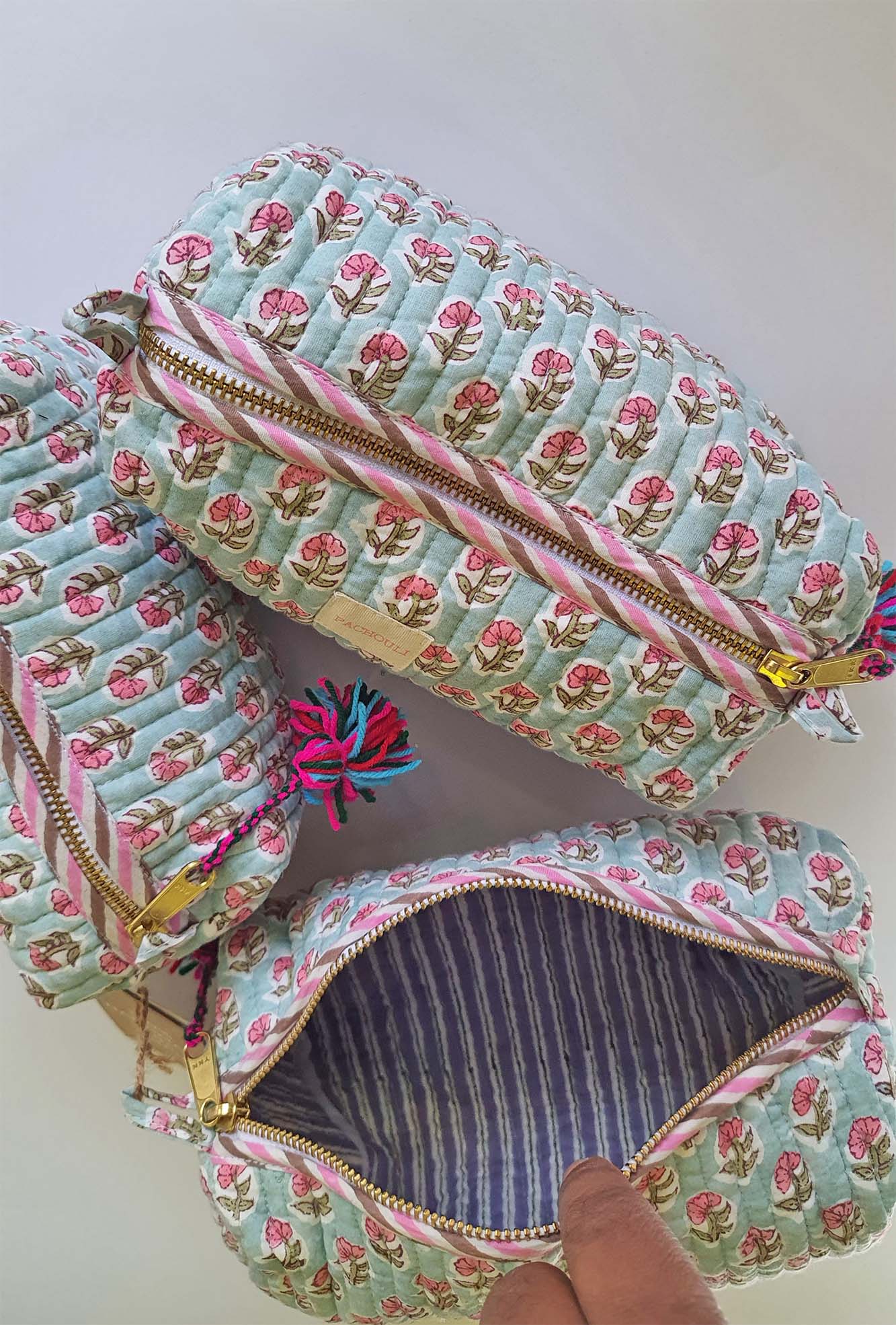 Phalaenopsis Orchid Quilted Pouch Set of 3