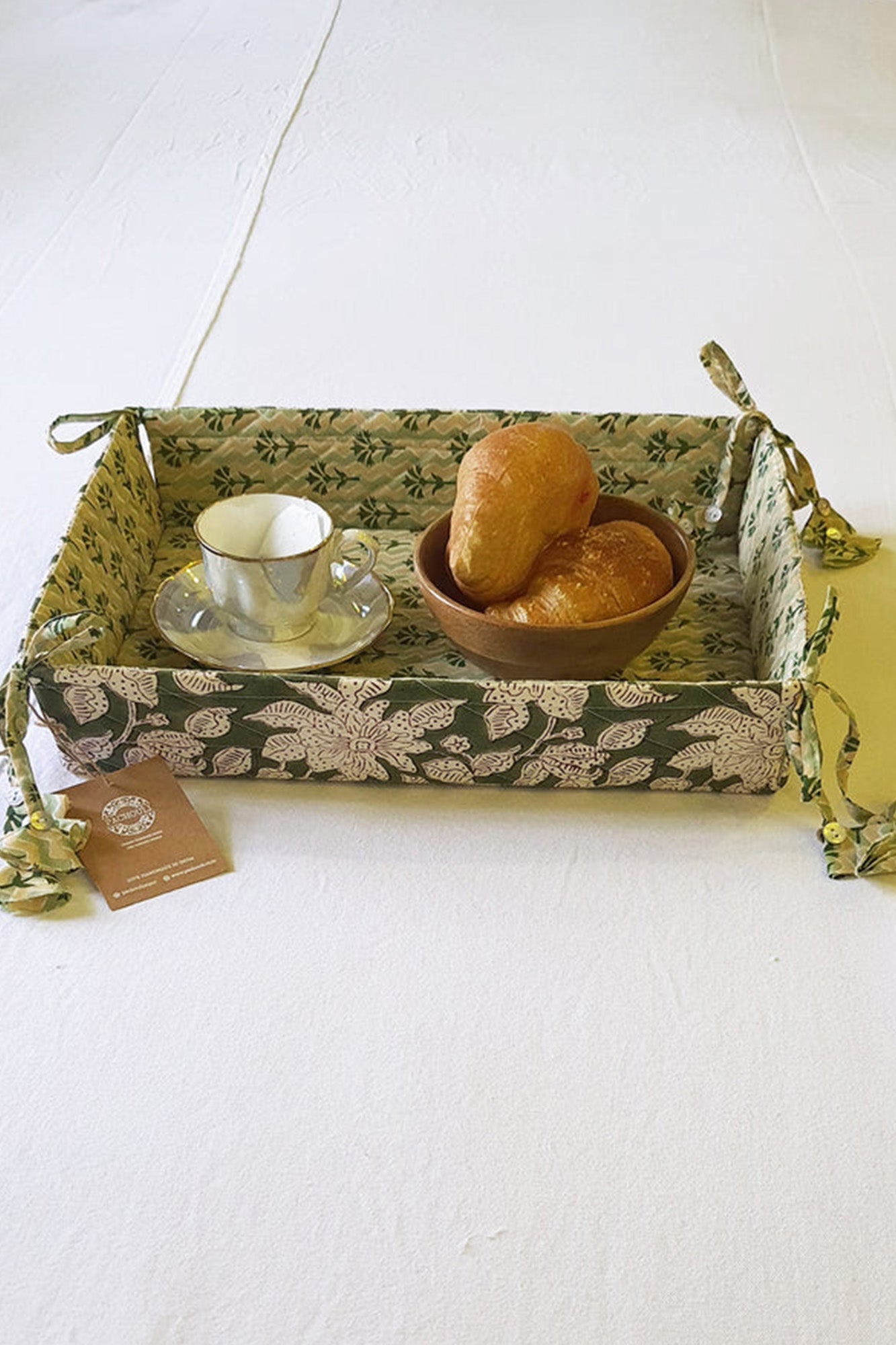 Green Chevron Bread Basket