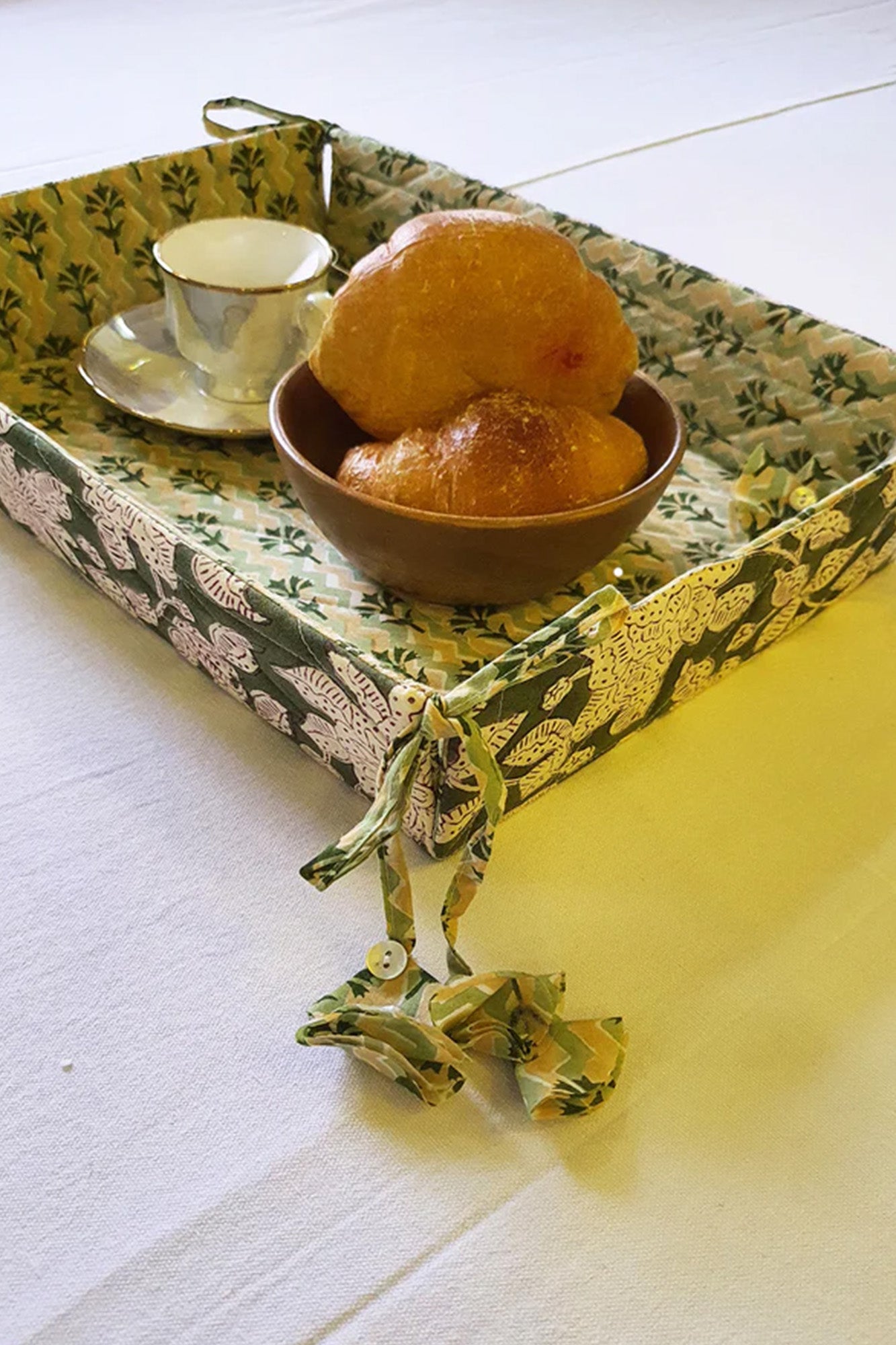 Green Chevron Bread Basket