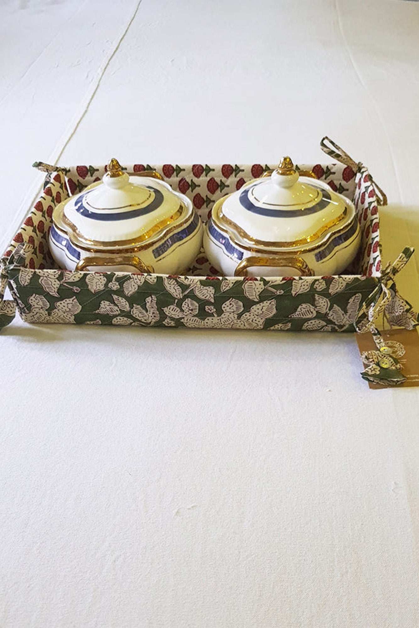 Green Chevron Bread Basket