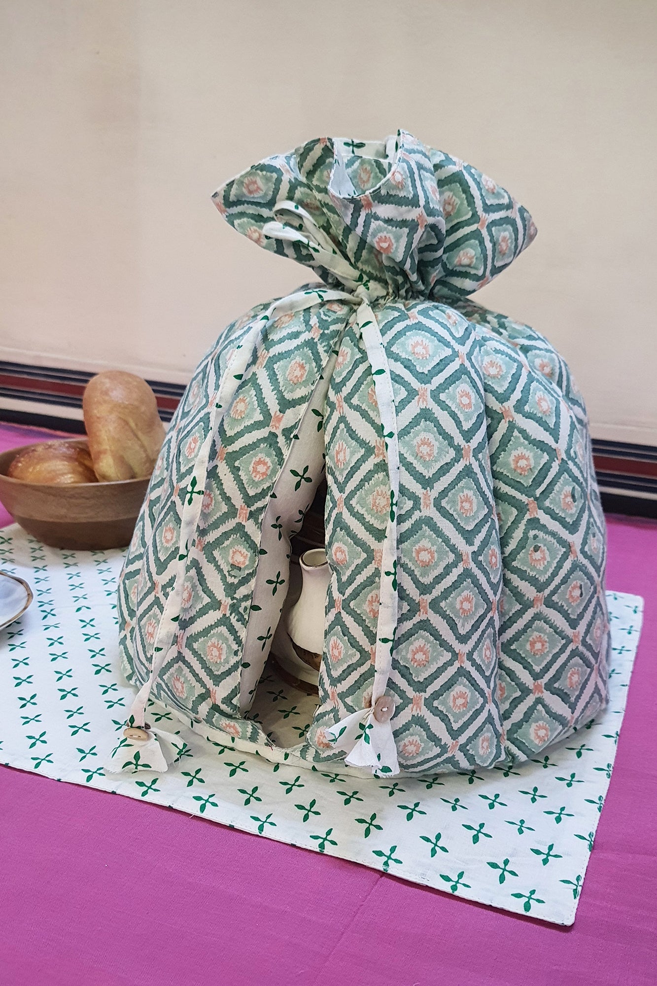 Green Diamond Teacozy With Placemat