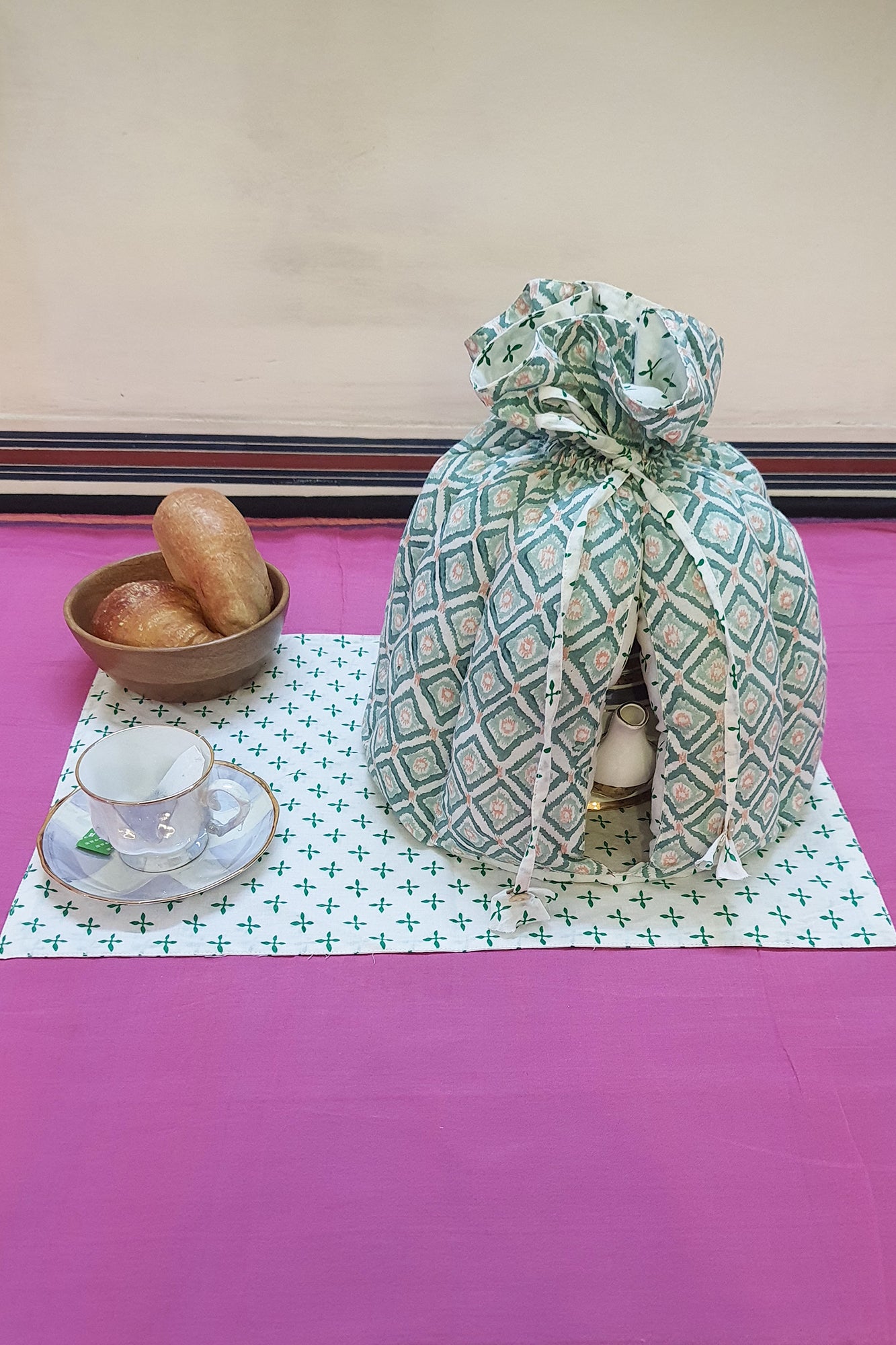 Green Diamond Teacozy With Placemat