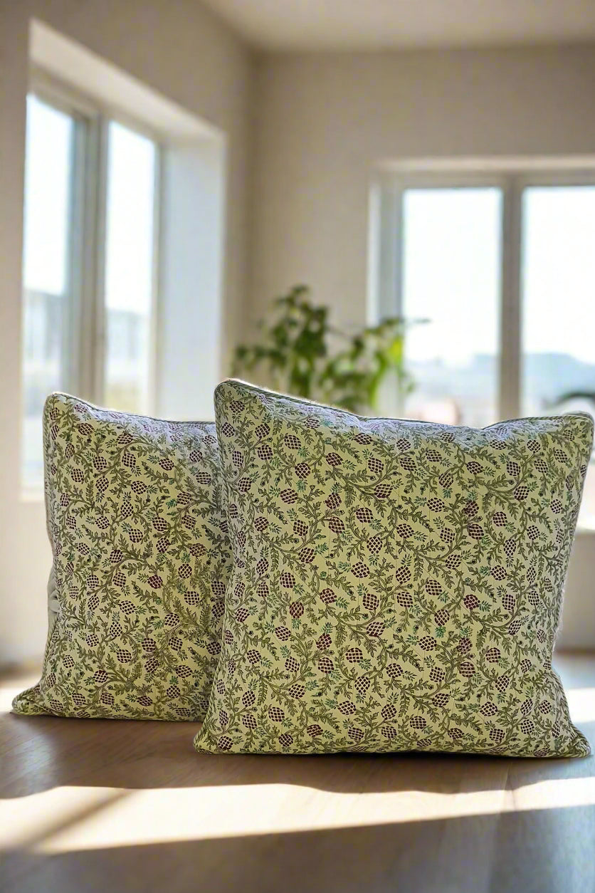 Mint Floral Cushion Cover Set of 2